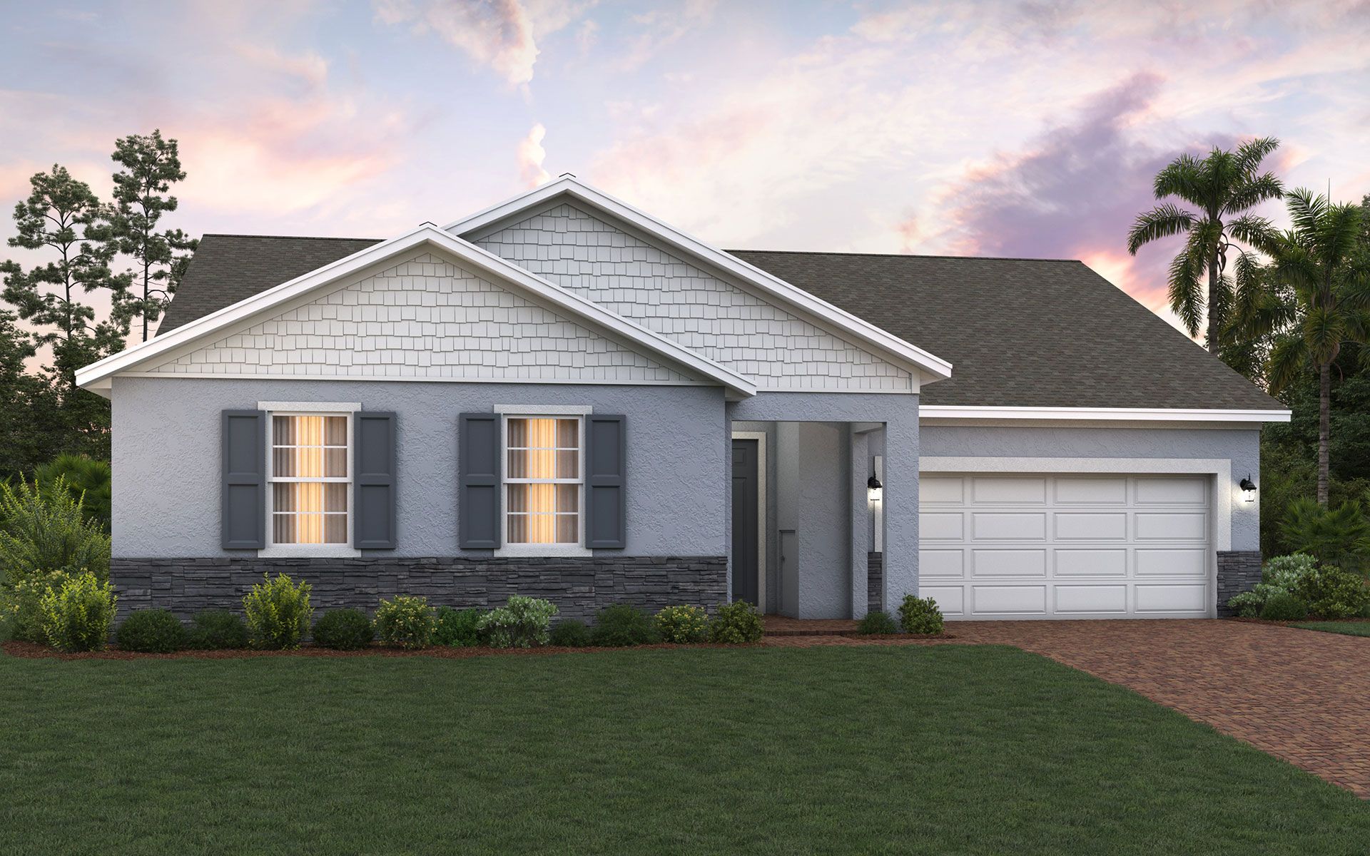 Bradlee elevation 3 shown with optional stone