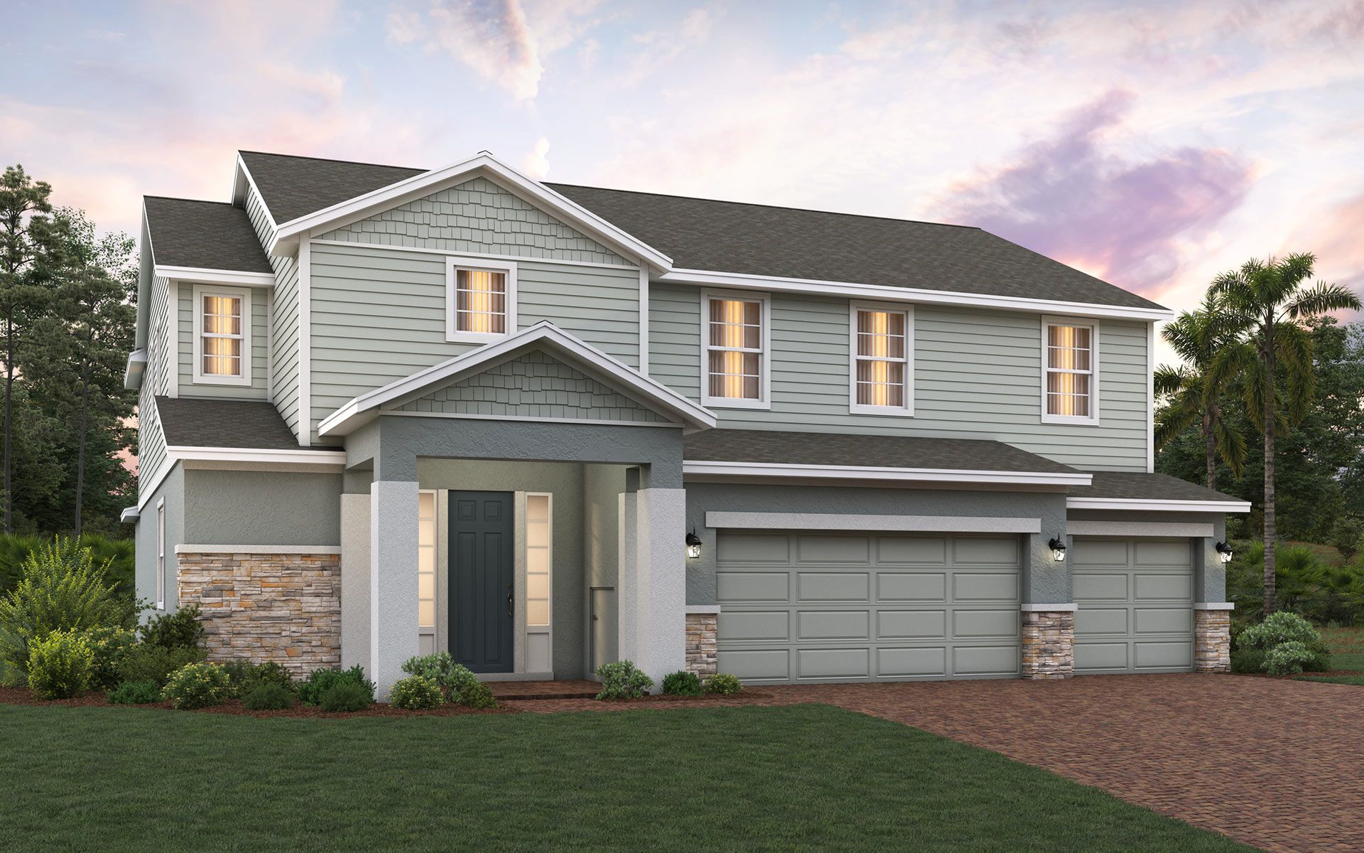 Sullivan elevation 3 shown with optional stone