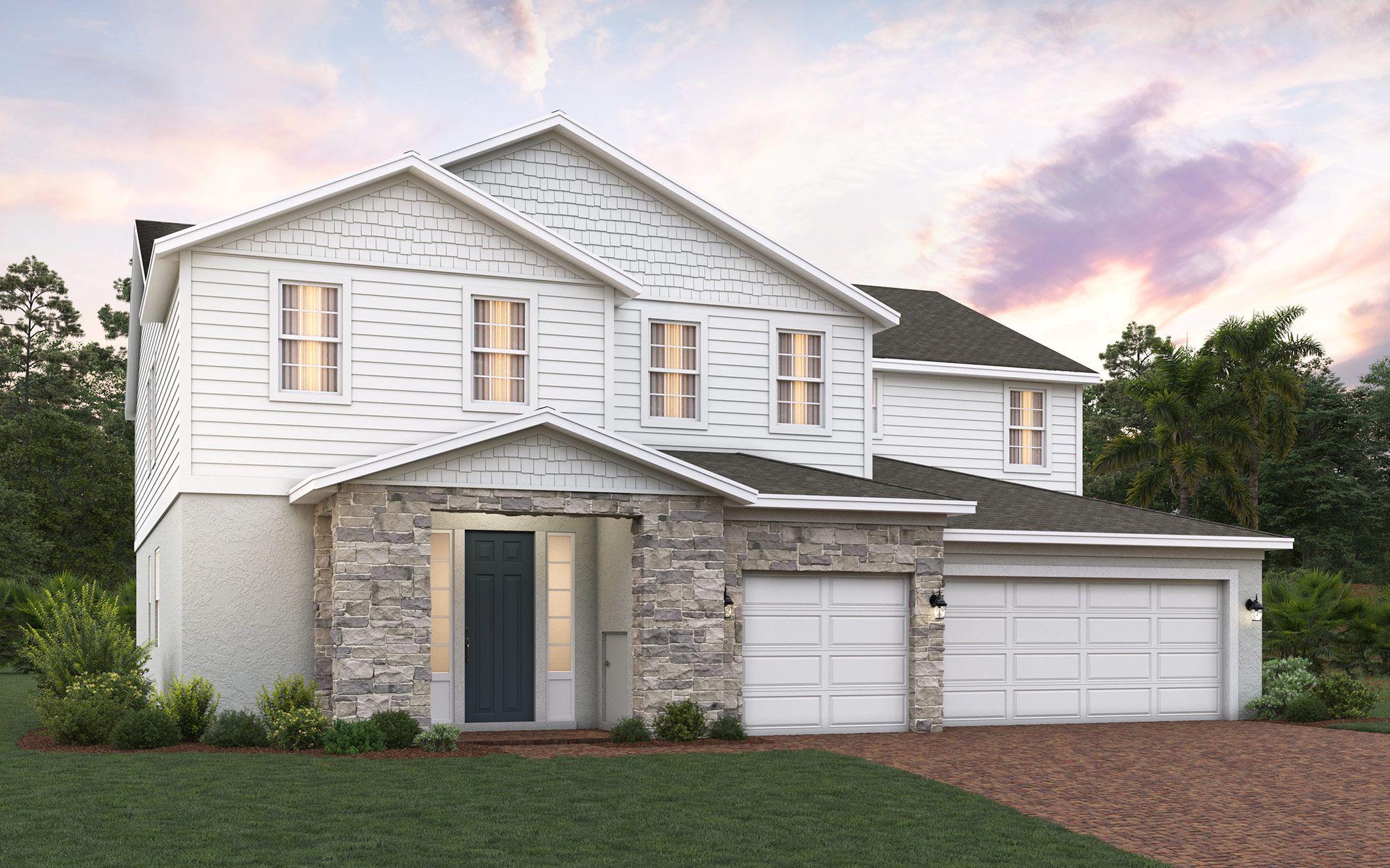 Lennox elevation 3 shown with optional stone