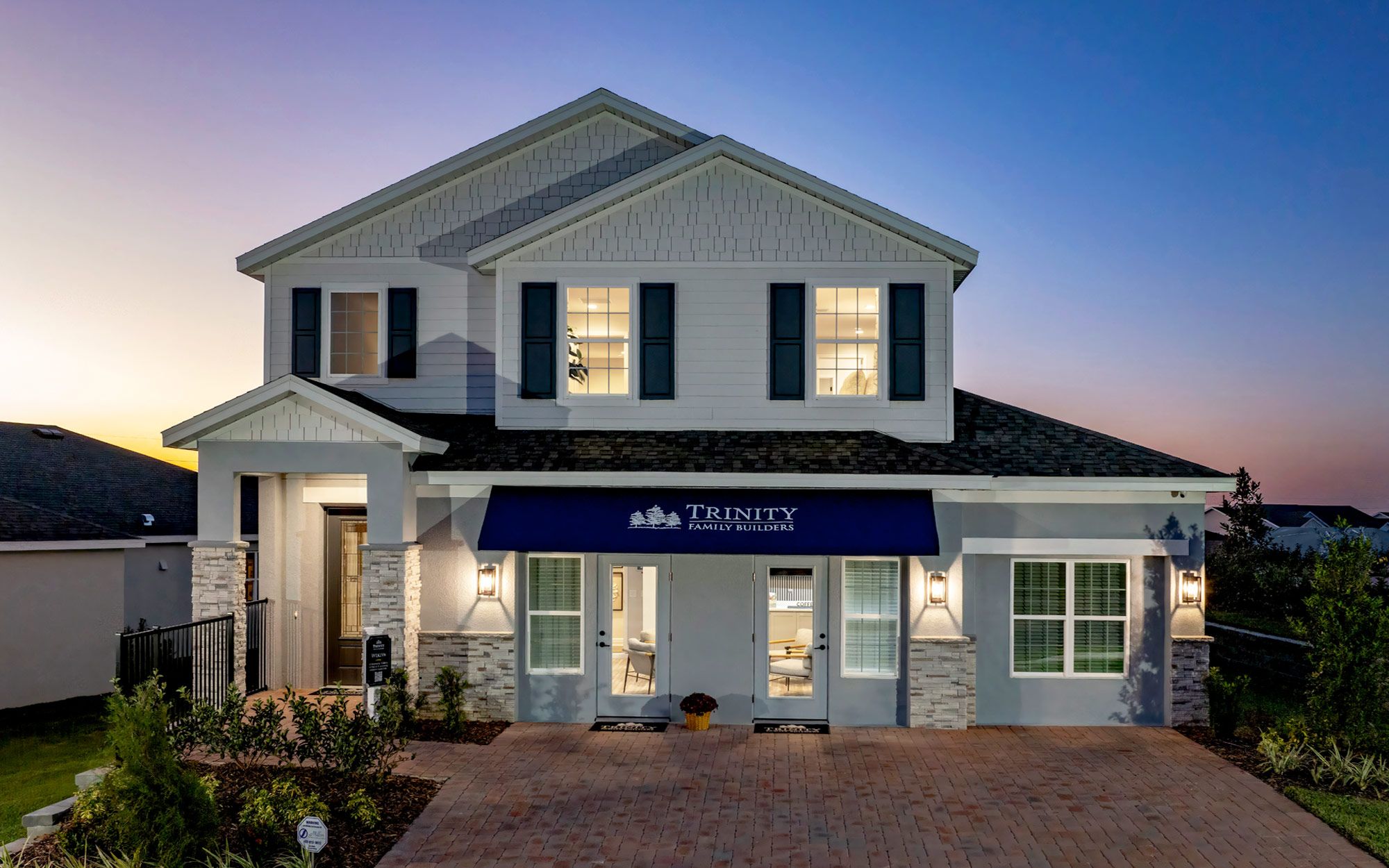 Wekiva 3-Car elevation 3 shown with optional stone