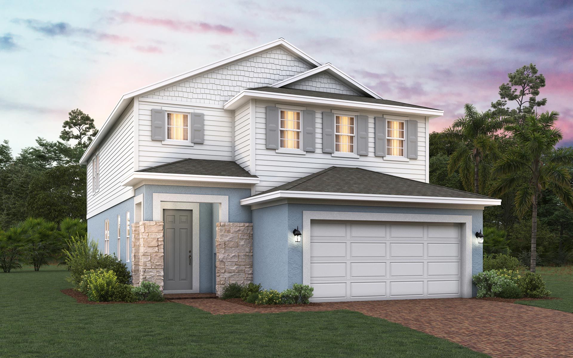 DeLeon elevation 3 shown with optional stone