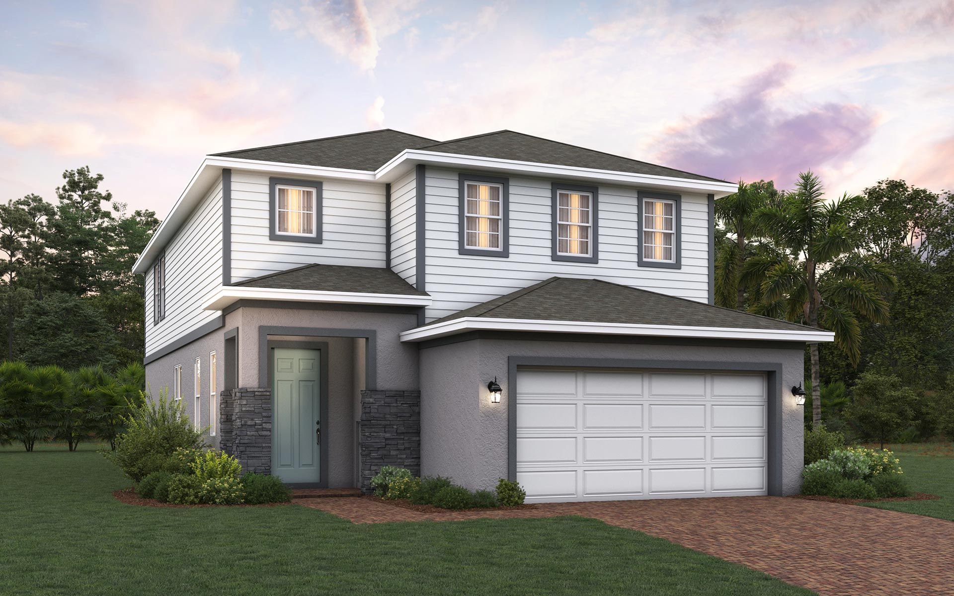 DeLeon elevation 1 shown with optional stone