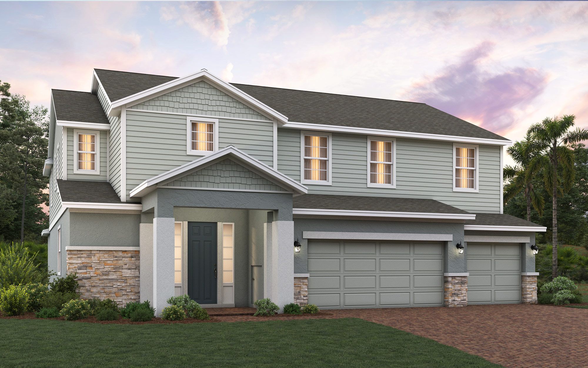 Sullivan elevation 3 shown with optional stone