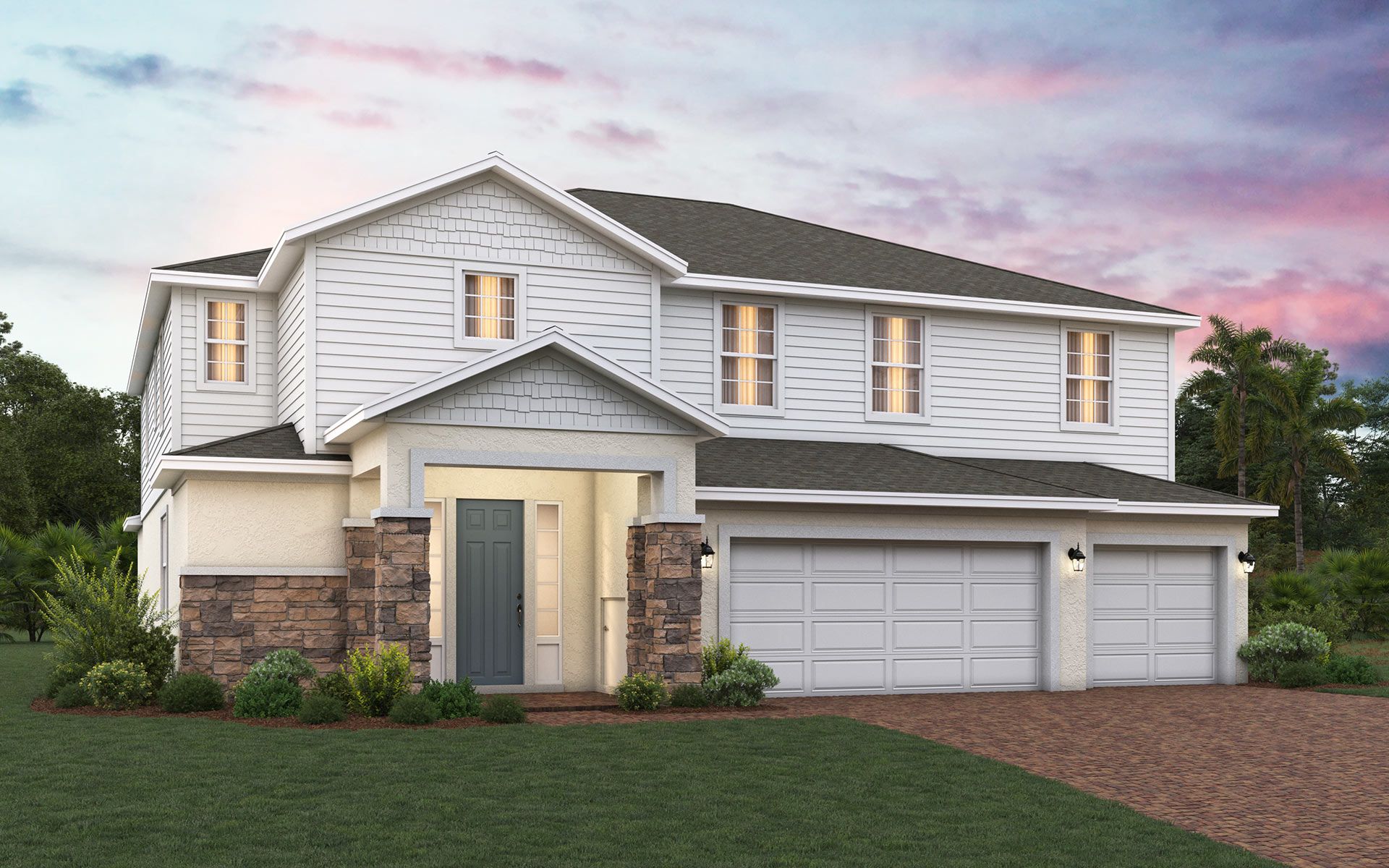 Sullivan elevation 2 shown with optional stone