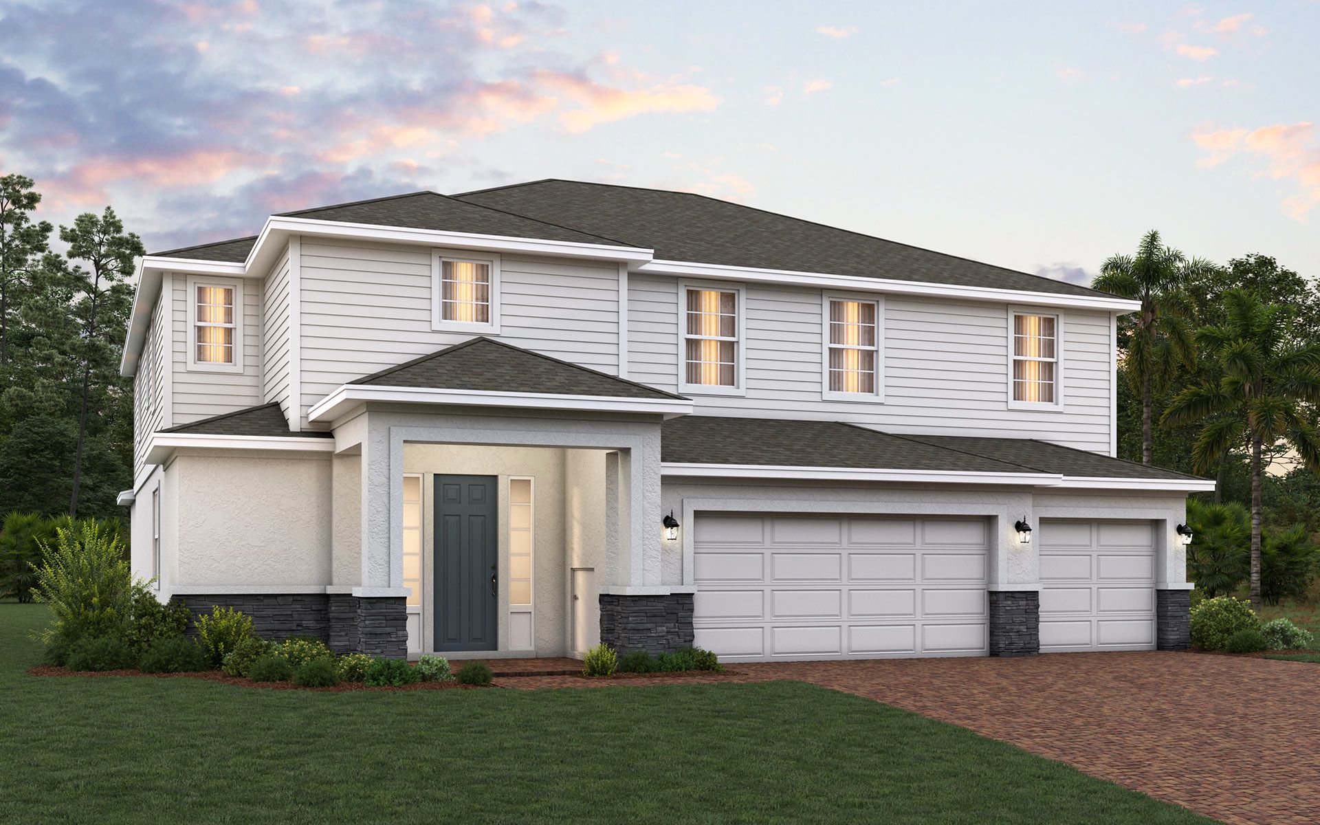 Sullivan elevation 1 shown with optional stone