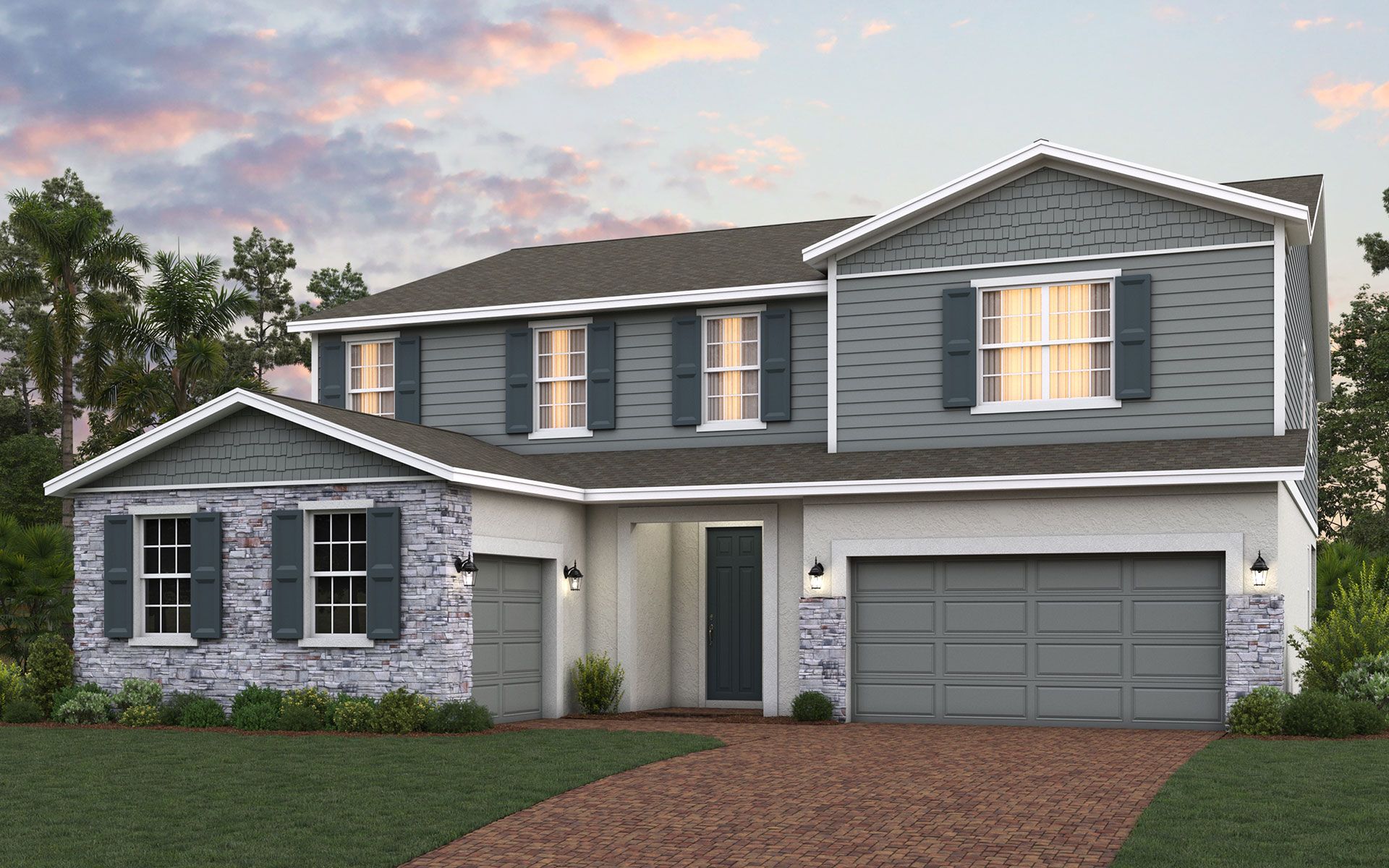 Theodore elevation 3 shown with optional stone