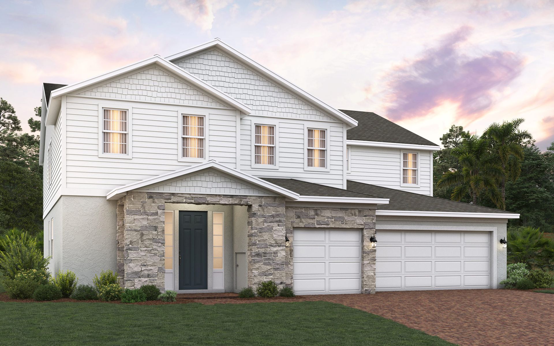 Lennox elevation 3 shown with optional stone