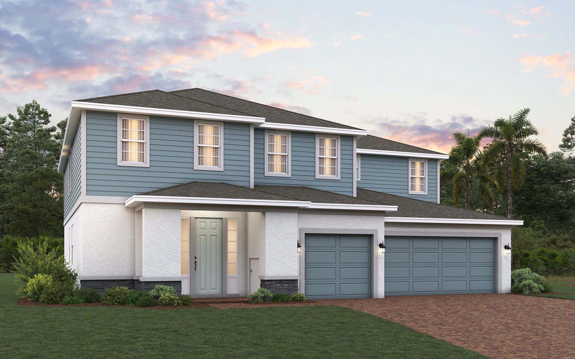Lennox elevation 1 shown with optional stone
