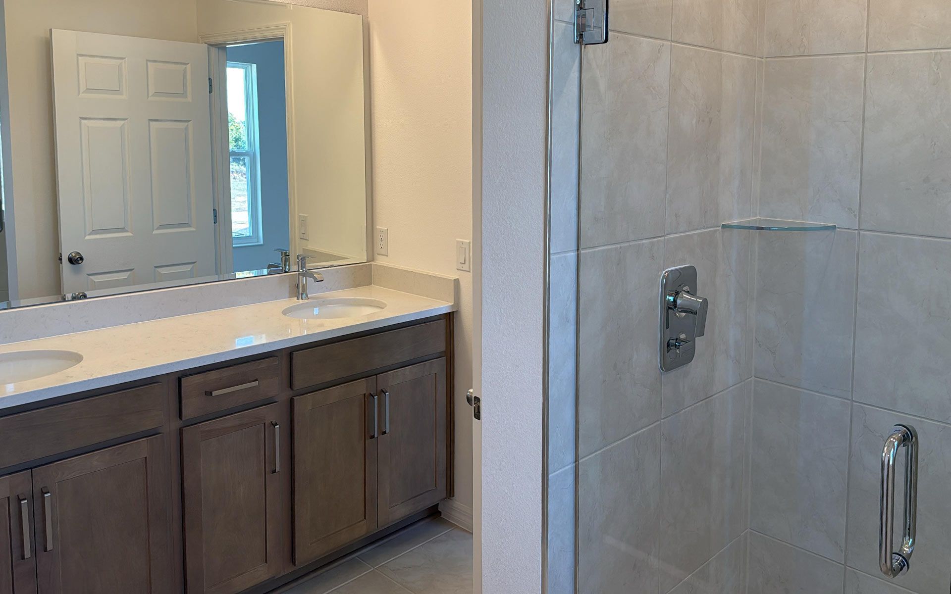 Modern Primary Bathroom with Stylish Features in Central Florida House