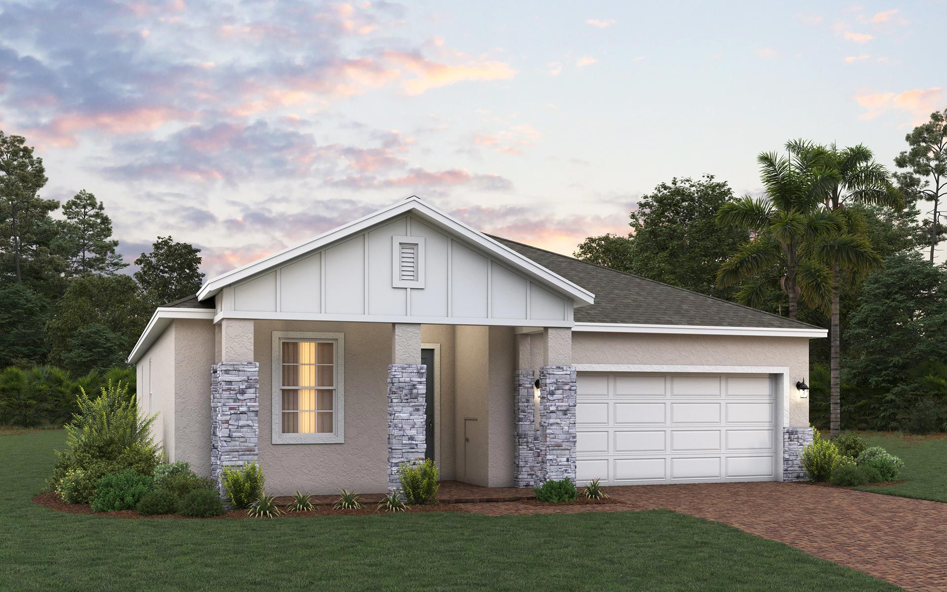 Bennet elevation 2 with optional stone
