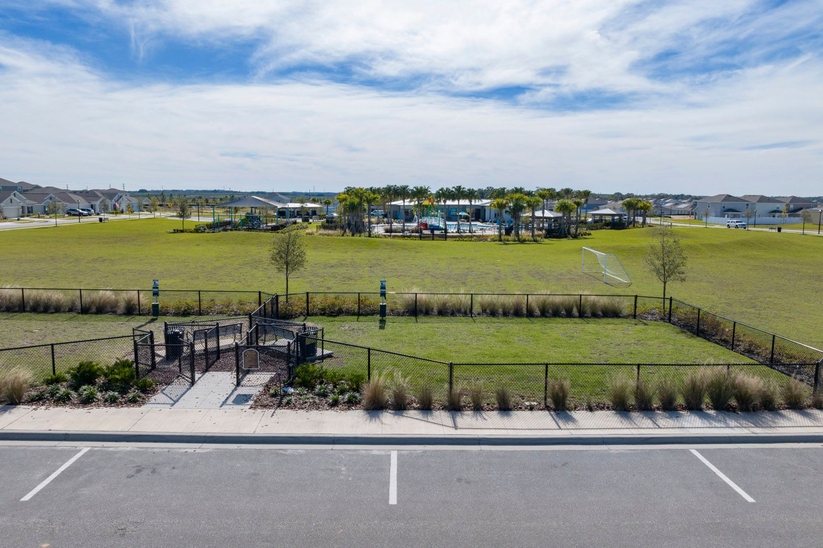 Dog park & soccer field at Trinity Lakes
