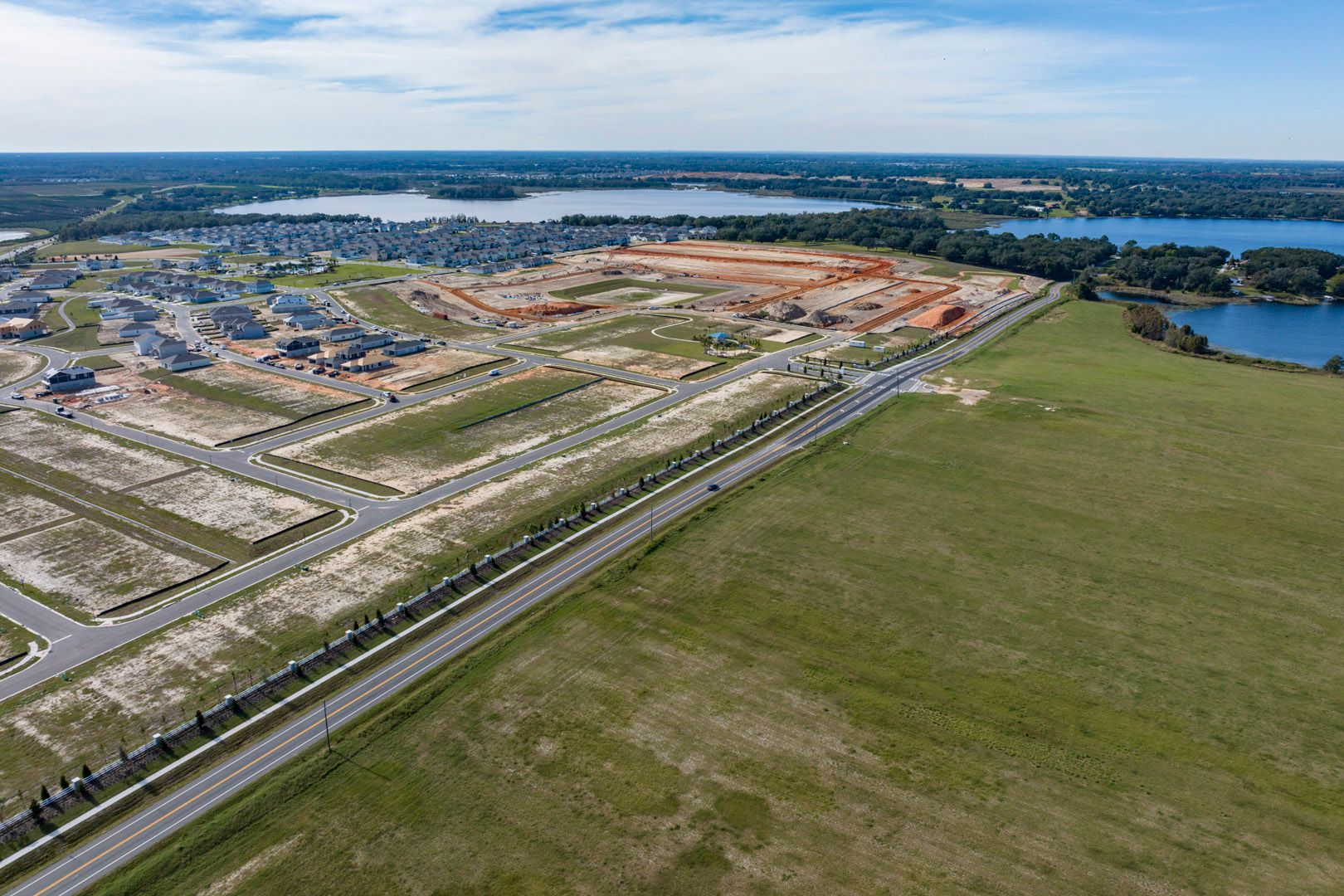 Aerial view of new phase at Trinity Lakes