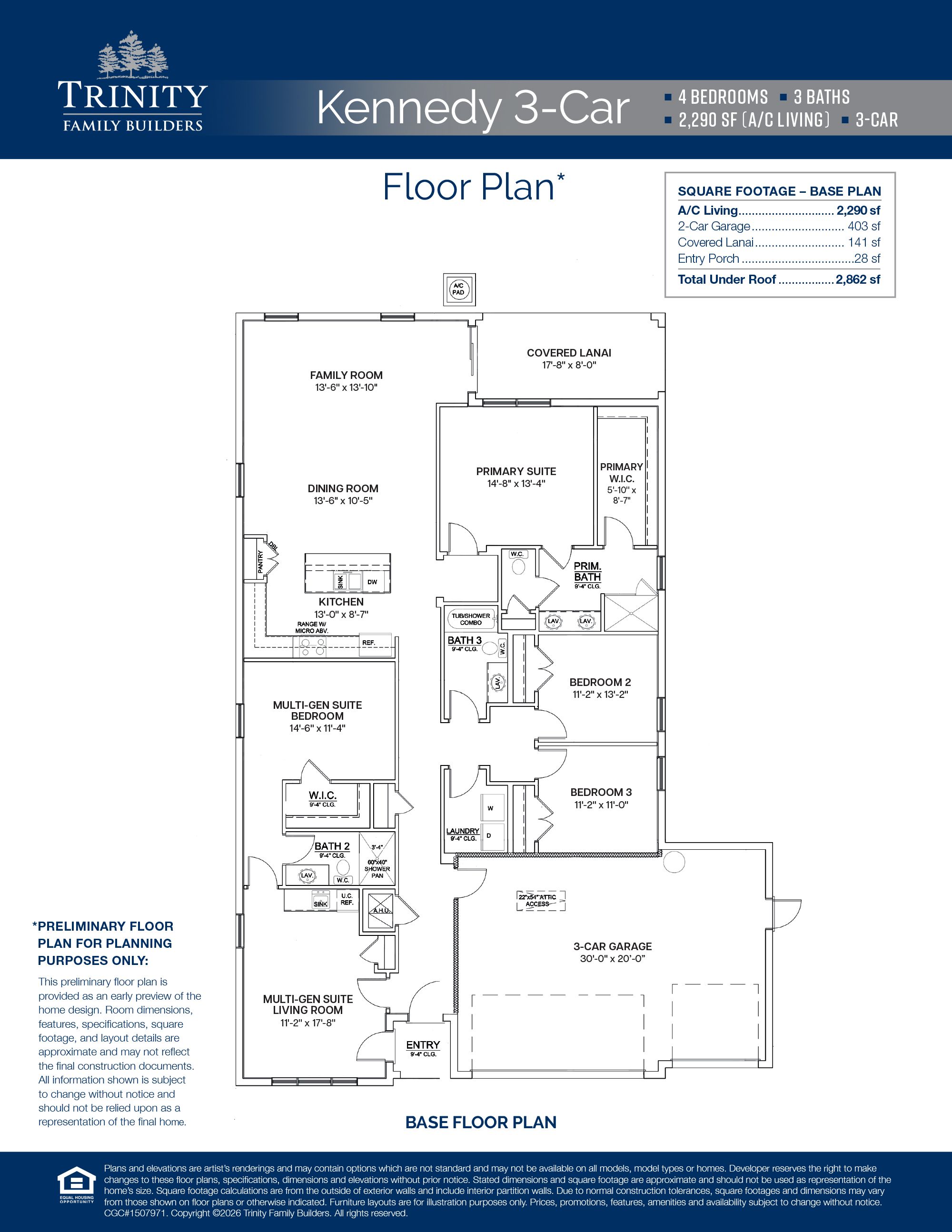 Kennedy 3-Car floor plan