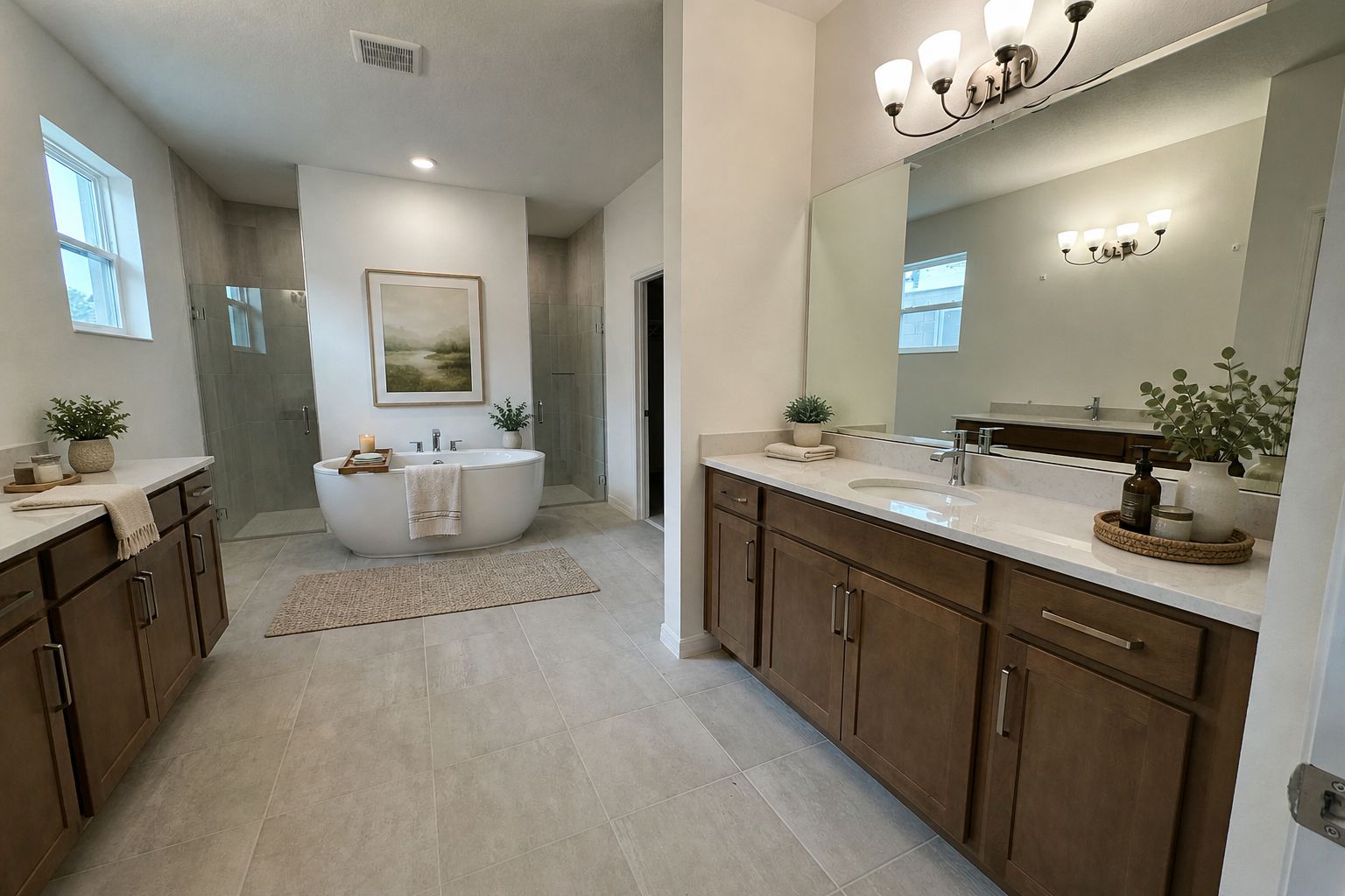 Modern Primary Bathroom with Stylish Features in Central Florida House