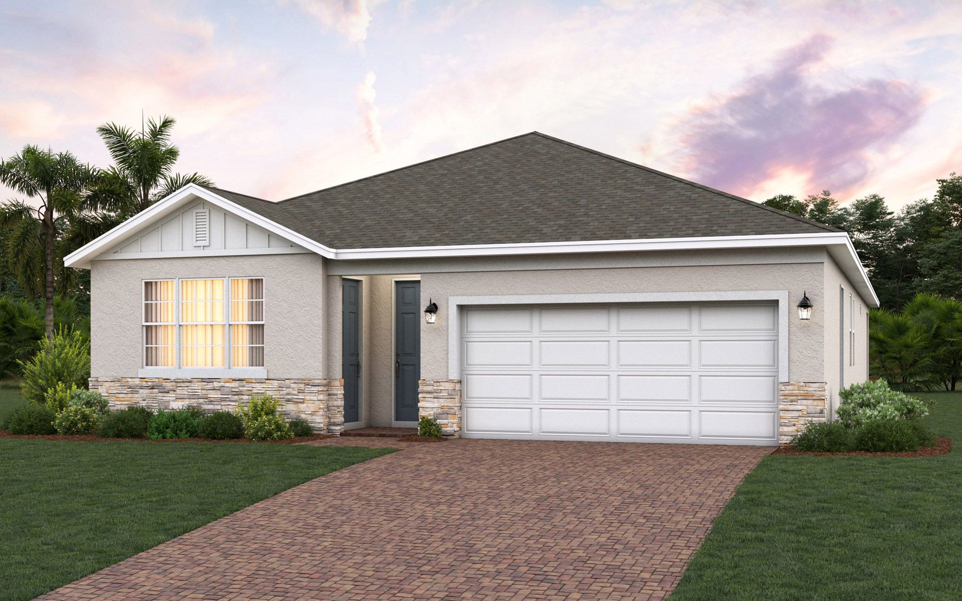 Kennedy elevation 2 shown with optional stone