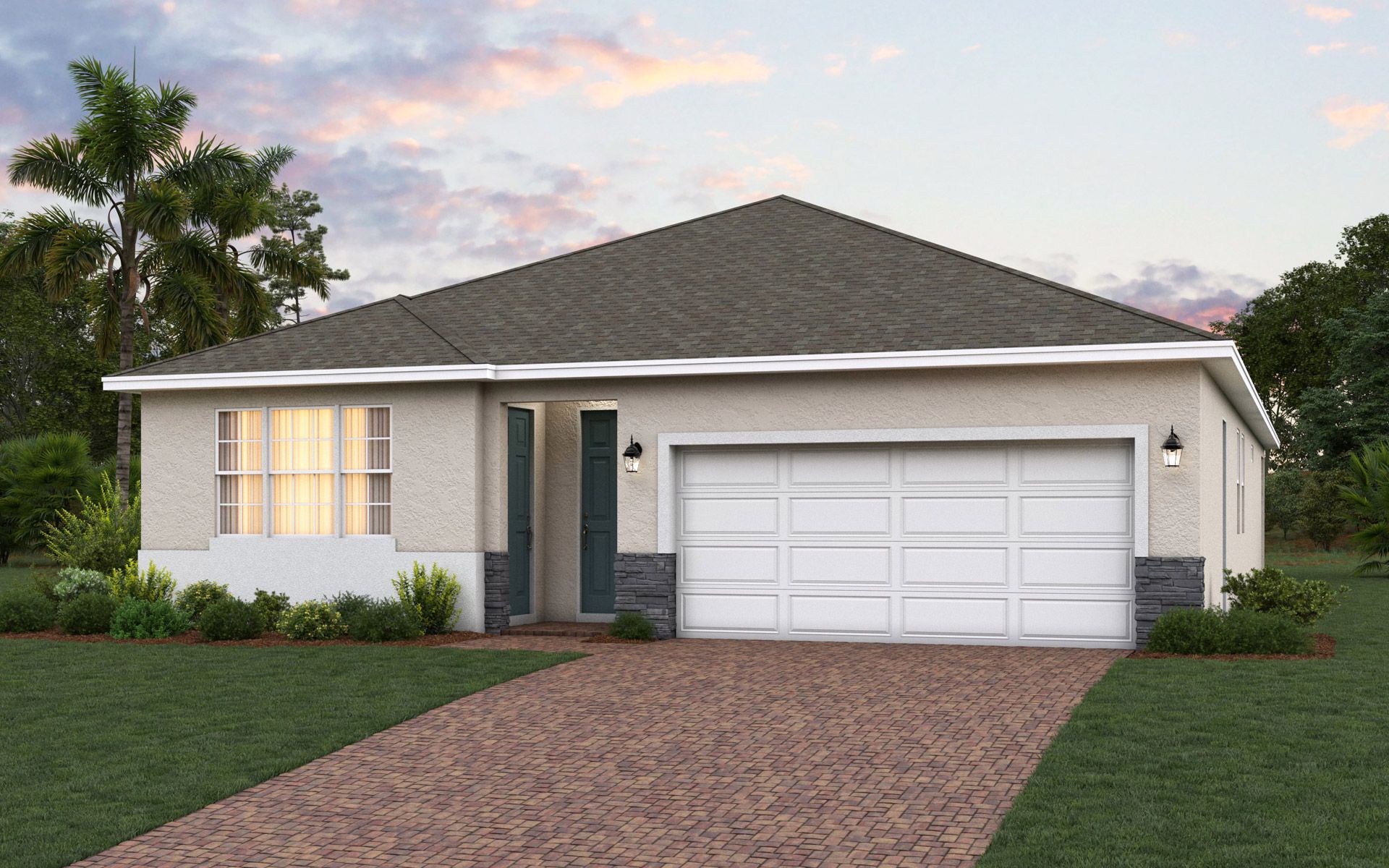 Kennedy elevation 1 shown with optional stone