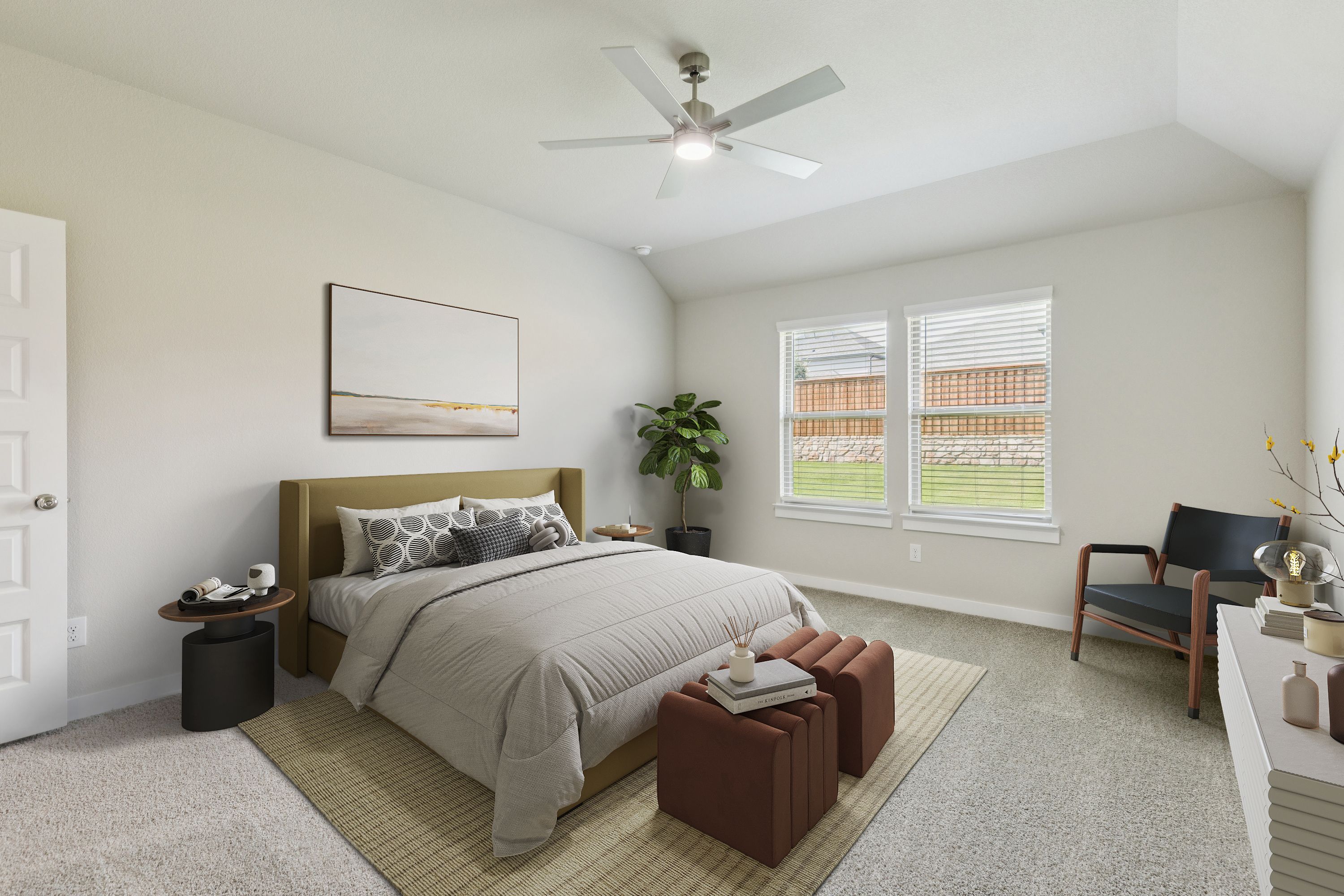 Primary bedroom in the Heisman home plan by Trophy Signature Homes – REPRESENTATIVE PHOTO