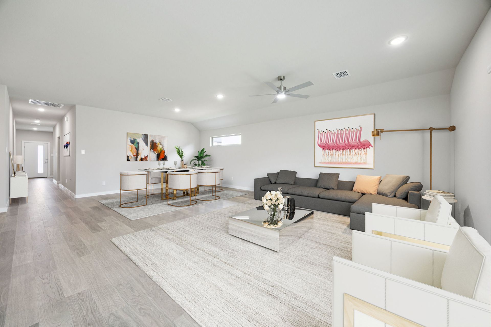 Dining and Living Room in the Hayden home plan by Trophy Signature Homes – REPRESENTATIVE PHOTO