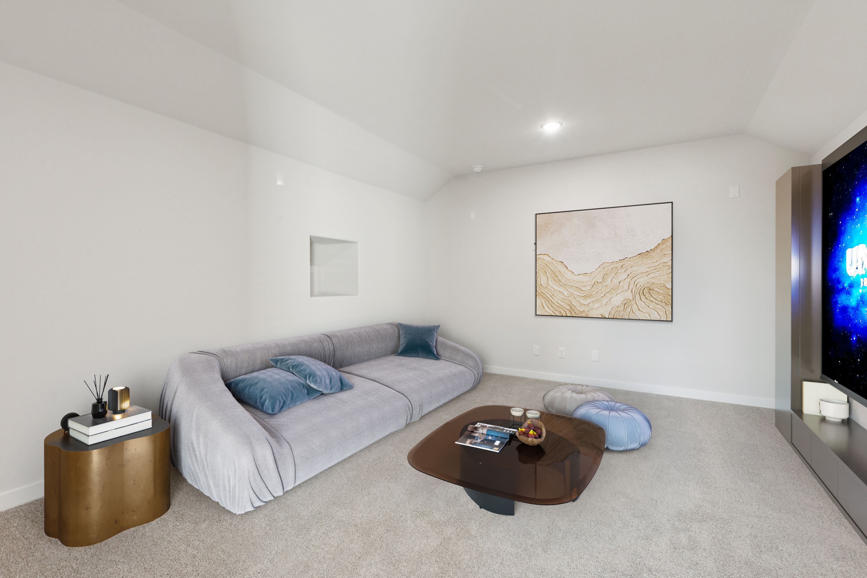 Media room in the Masters home plan by Trophy Signature Homes – REPRESENTATIVE PHOTO