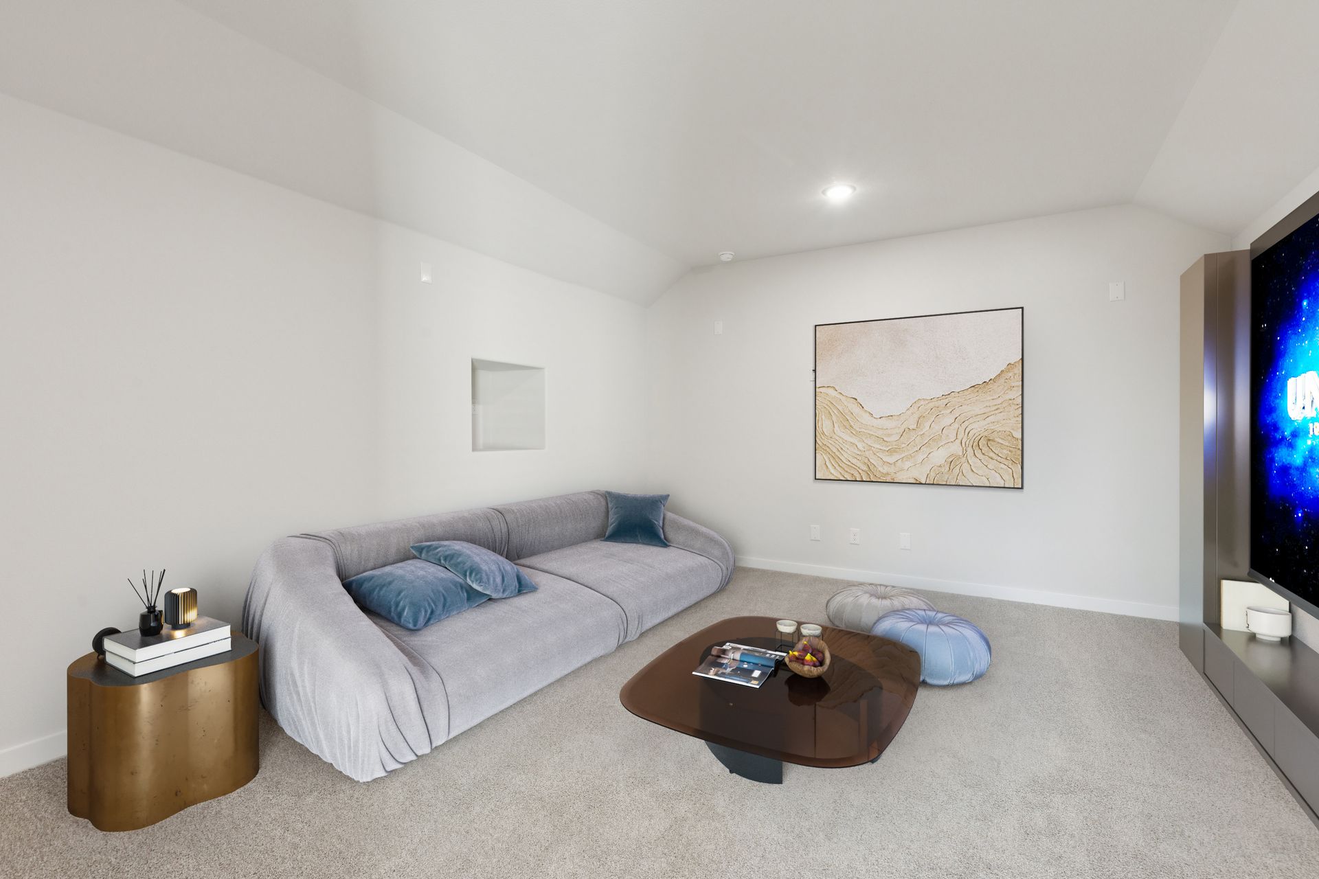 Media room in the Masters home plan by Trophy Signature Homes – REPRESENTATIVE PHOTO