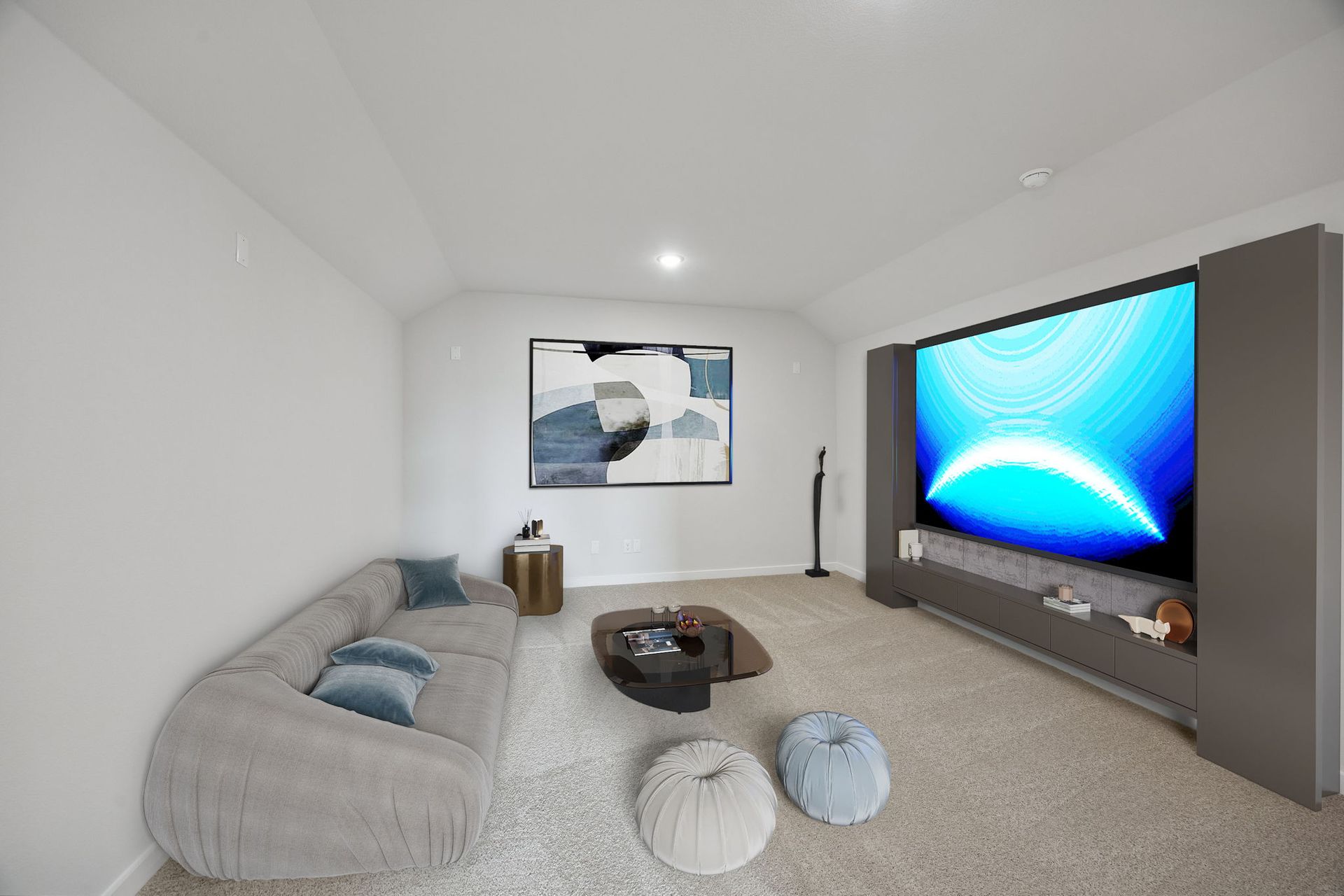 Media room in the Masters home plan by Trophy Signature Homes – REPRESENTATIVE PHOTO