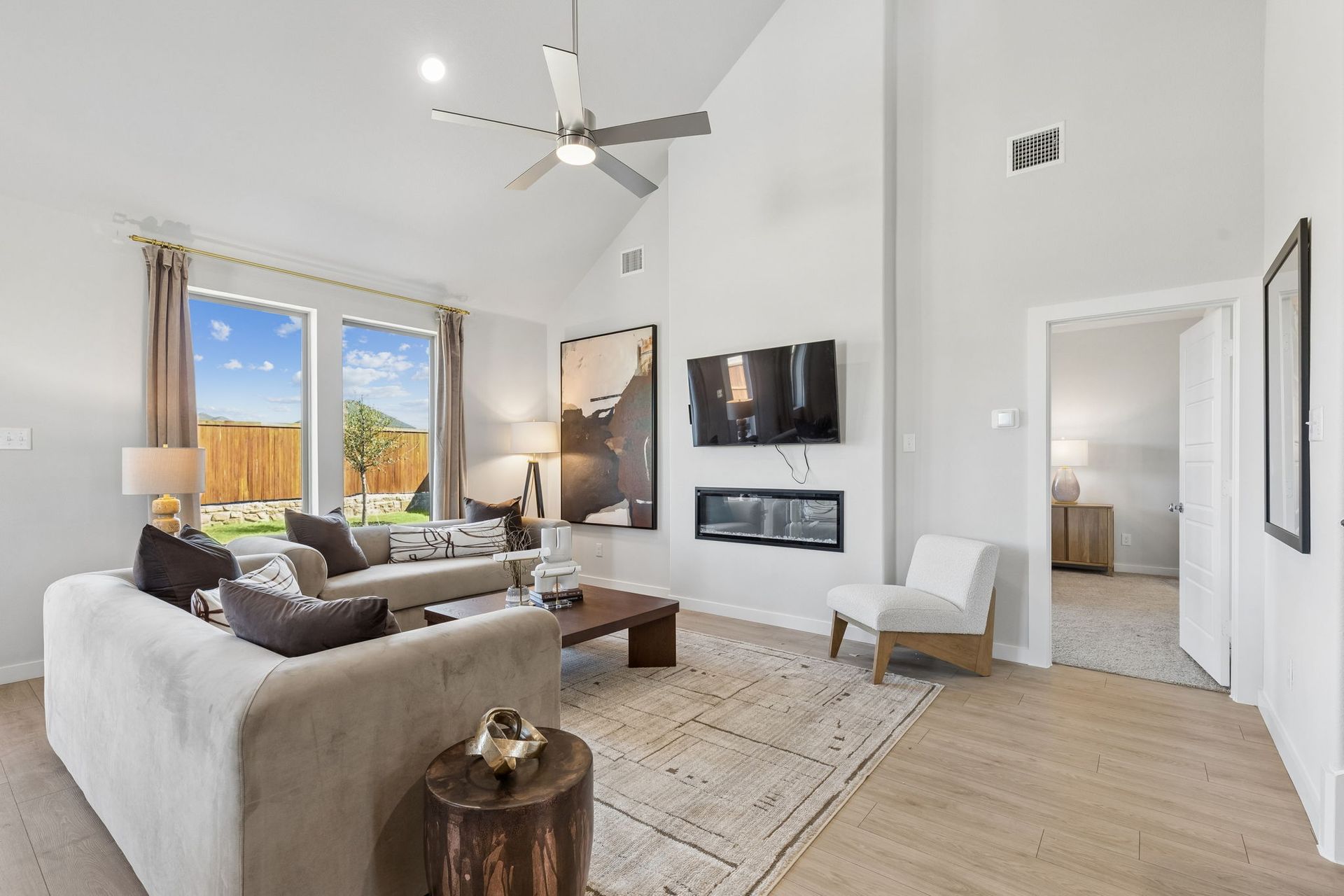 Living Room in the Winters model home in Gunter TX by Trophy Signature Homes
