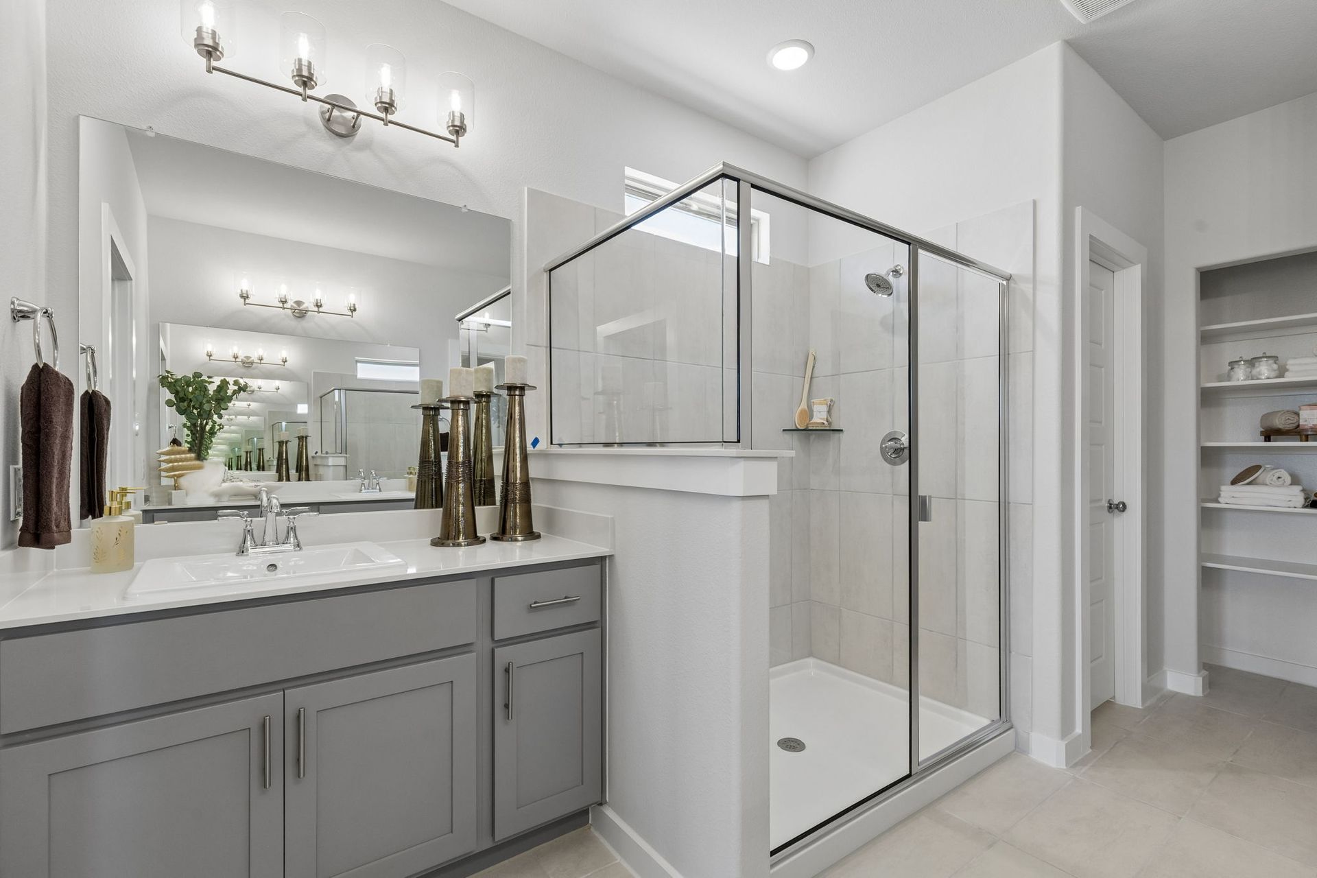Primary Bathroom in the Winters model home in Gunter TX by Trophy Signature Homes