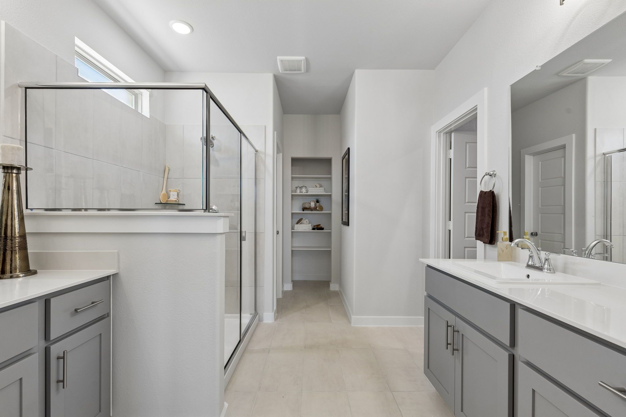 Primary Bathroom in the Winters model home in Gunter TX by Trophy Signature Homes