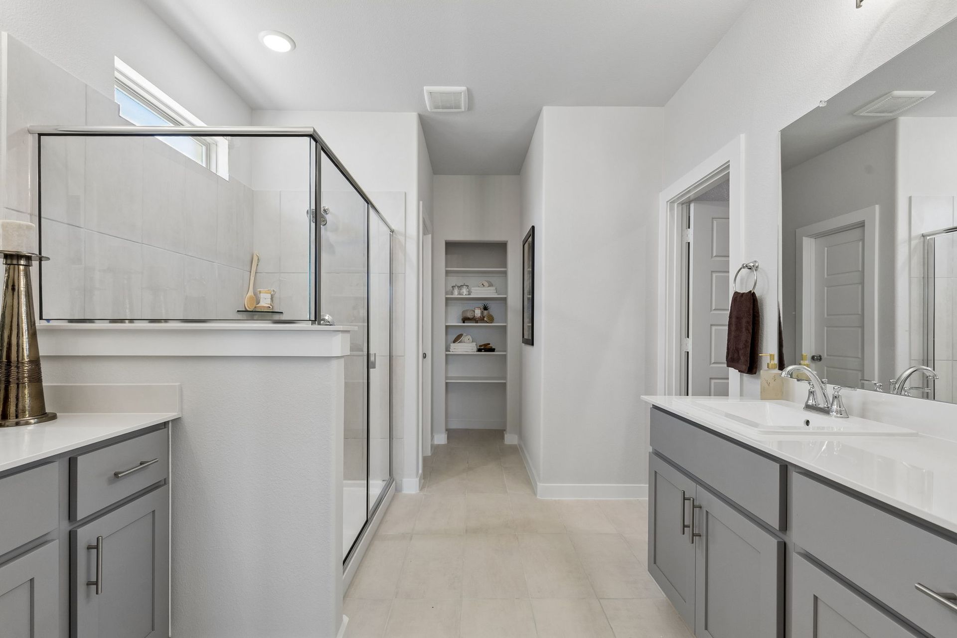 Primary Bathroom in the Winters model home in Gunter TX by Trophy Signature Homes