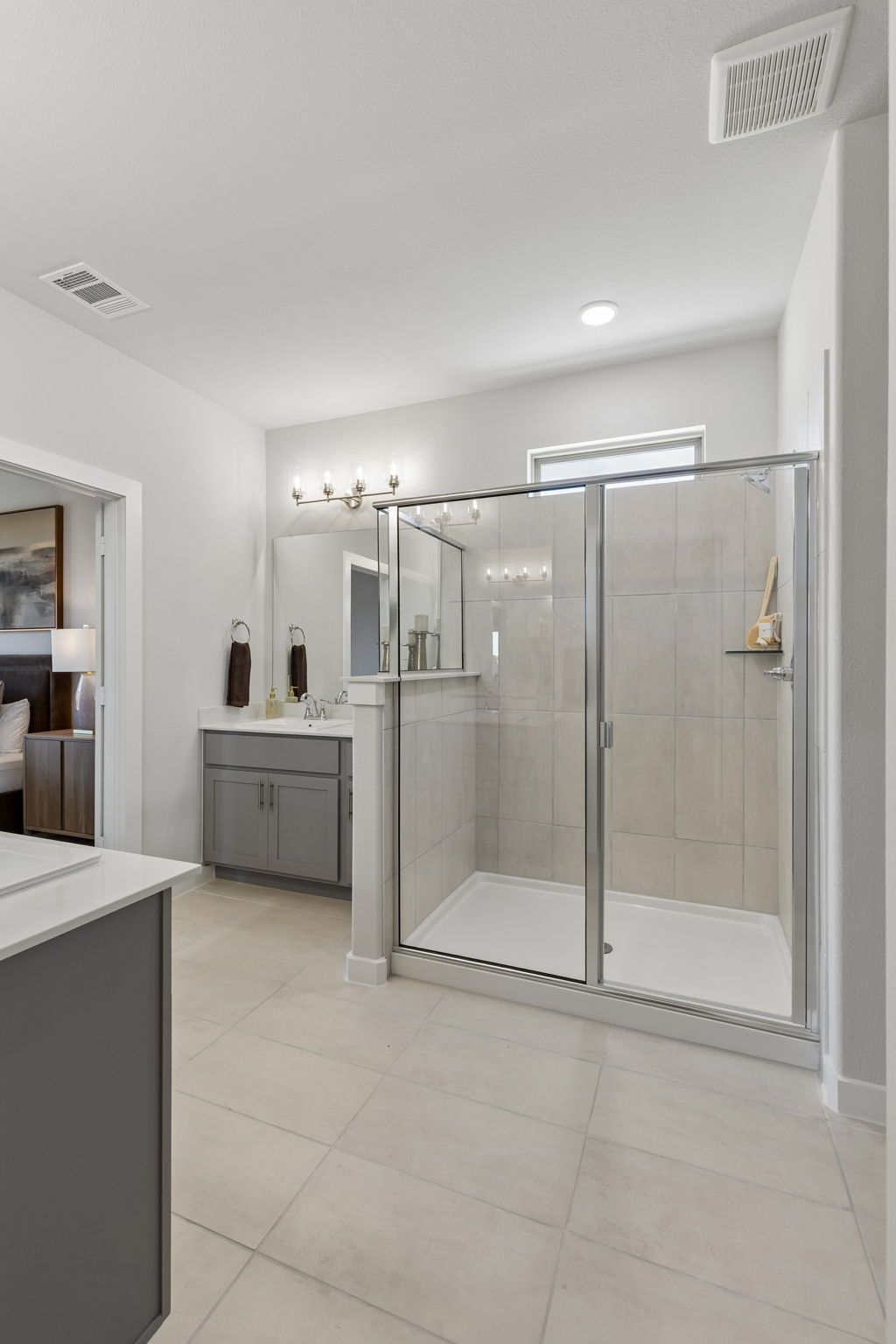 Primary Bathroom in the Winters model home in Gunter TX by Trophy Signature Homes