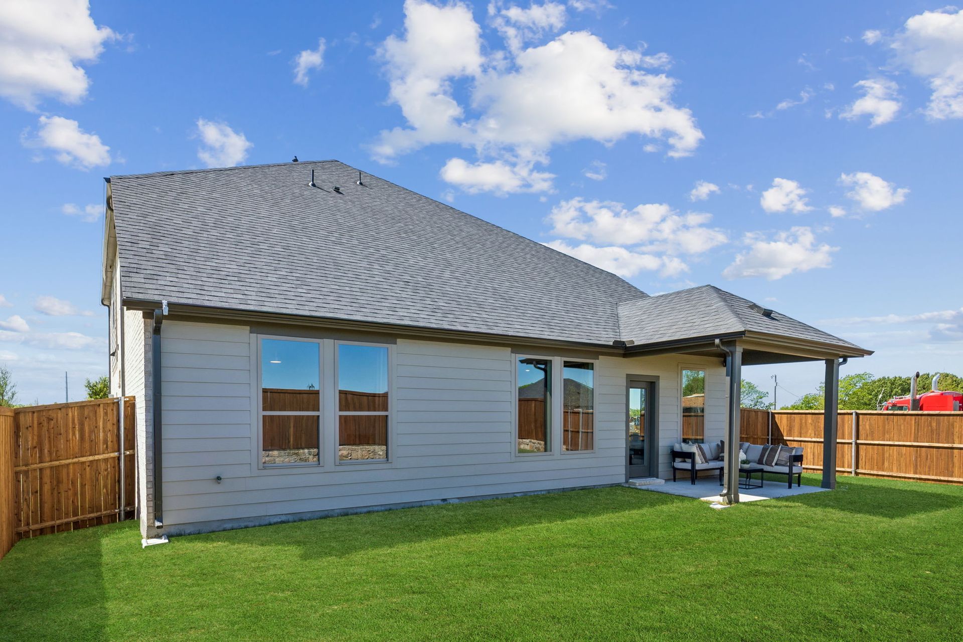 Covered Patio in the Winters model home in Gunter TX by Trophy Signature Homes