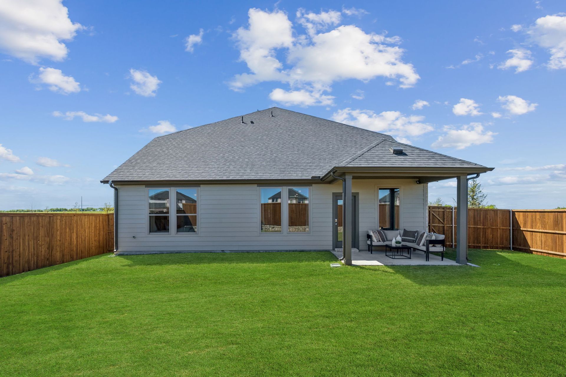 Covered Patio in the Winters model home in Gunter TX by Trophy Signature Homes