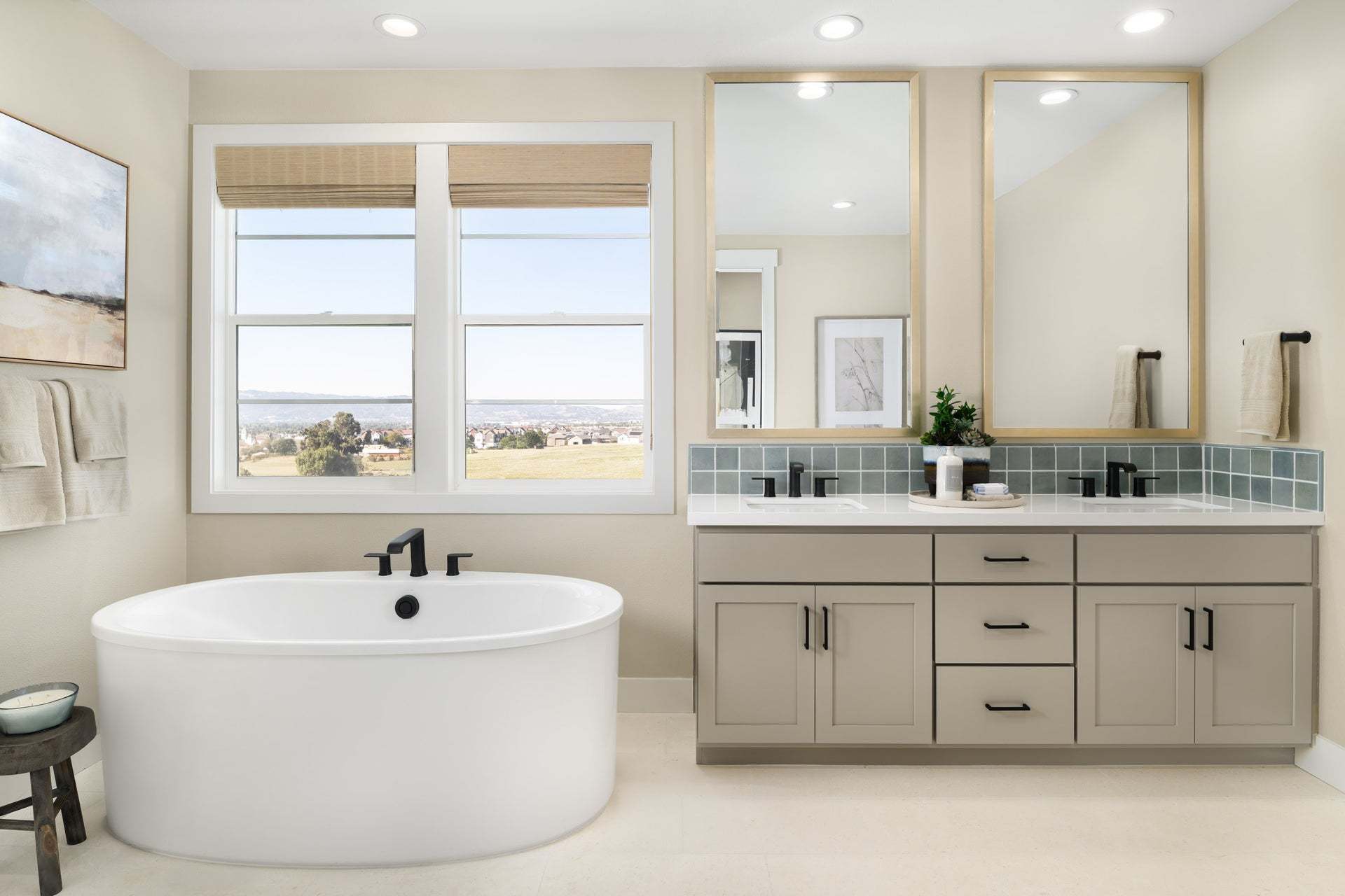 Marigold at Francis Ranch by Trumark Homes I Residence 1 Model I Primary Bathroom Sinks and Tub
