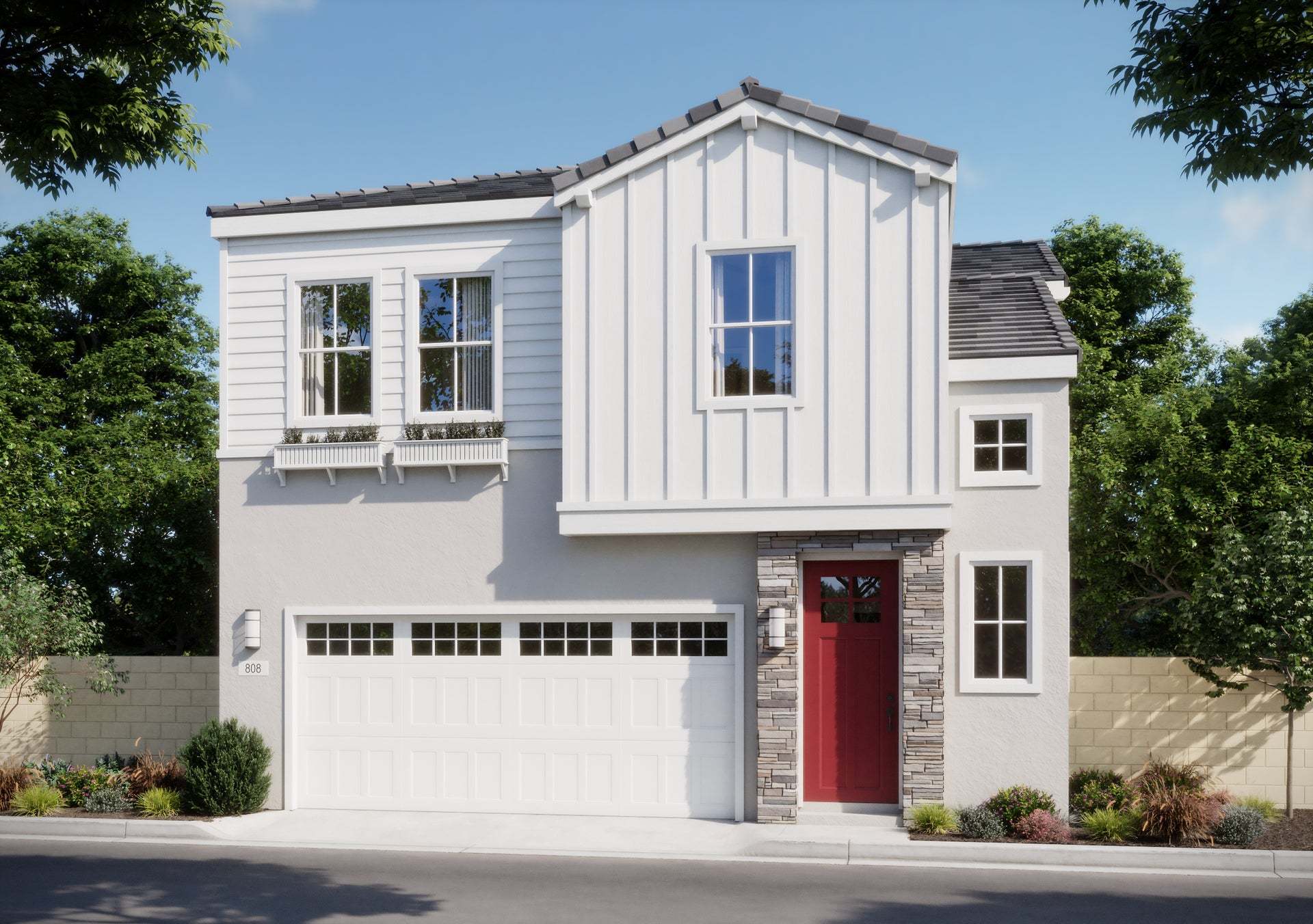 Bloom at Florita | Plan 2A | Farmhouse | Exterior Rendering