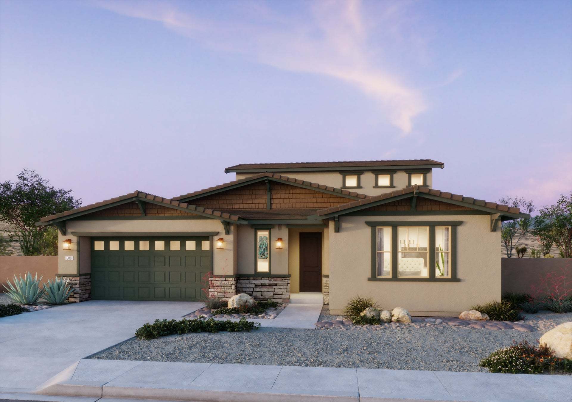 Radiance at Solara | Exterior Rendering | Plan 2 | Craftsman | Corona, CA