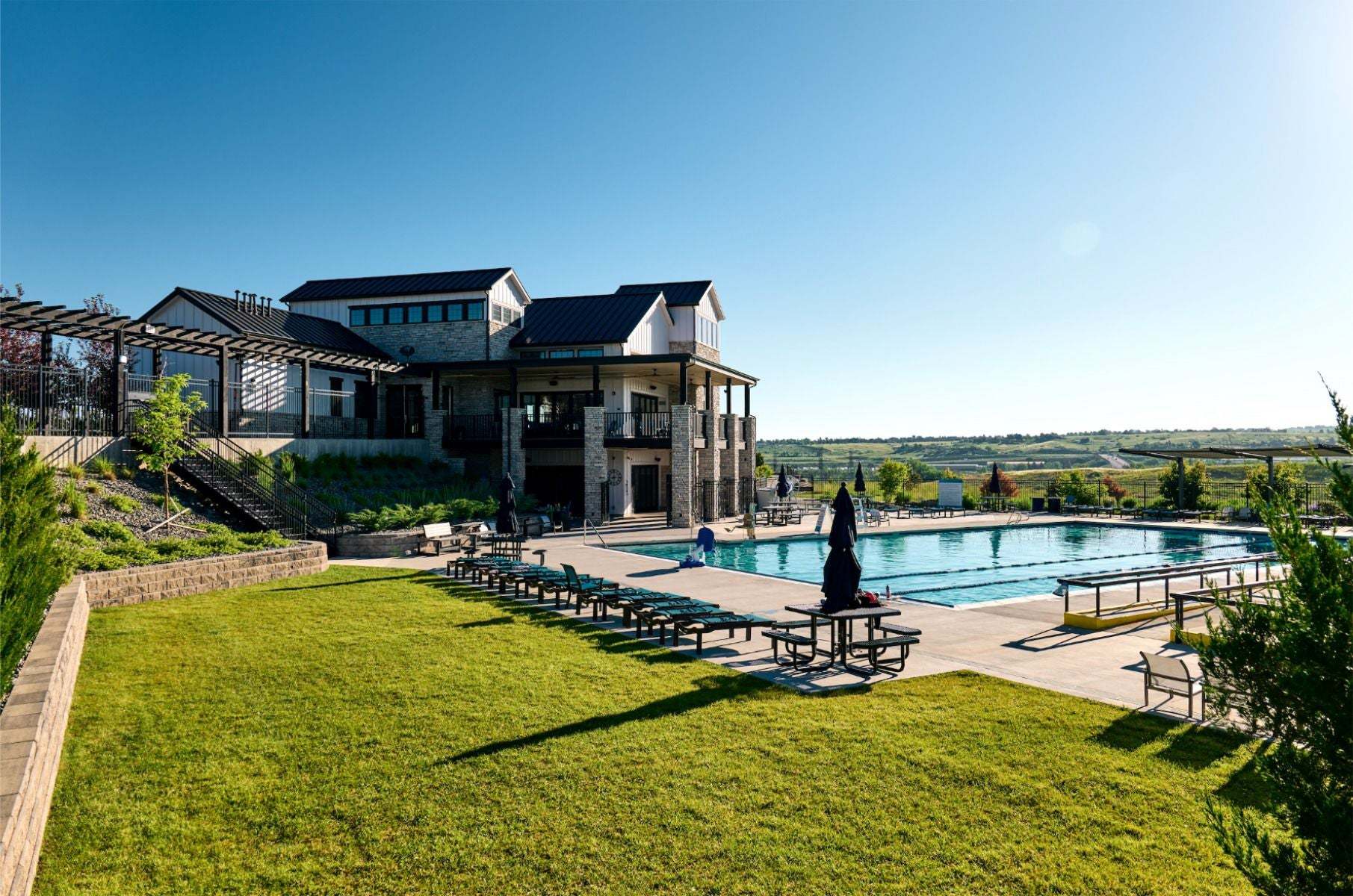Trumark Homes at Sterling Ranch | The Overlook Clubhouse | Pool | Littleton, CO
