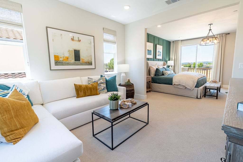 Morada | Plan 3 Model Interior | Primary Bedroom Retreat | Paso Robles, CA
