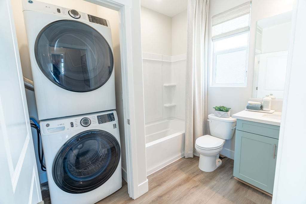 Morada | Plan 3 Model Interior |ADU Bathroom & Laundry| Paso Robles, CA