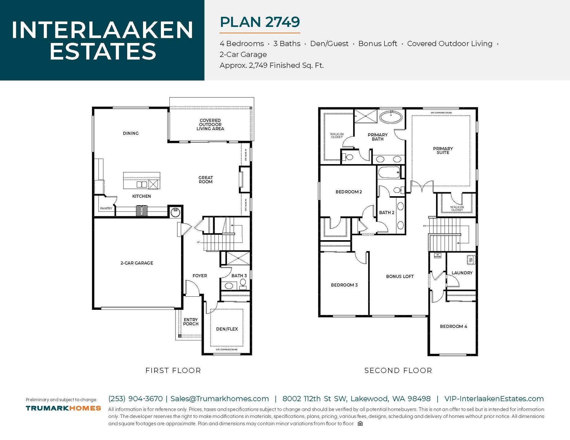 Interlaaken Estates I Plan 2749 | Floor Plan