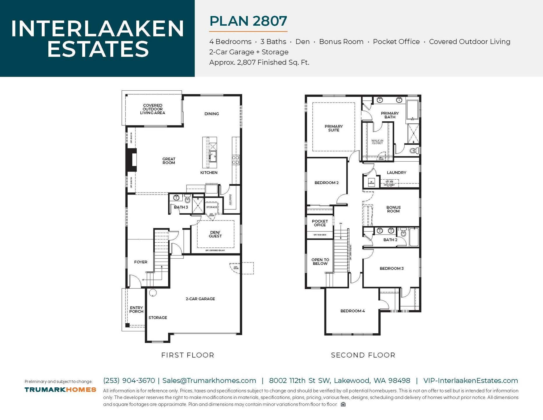 Interlaaken Estates I Plan 2807 | Floor Plan