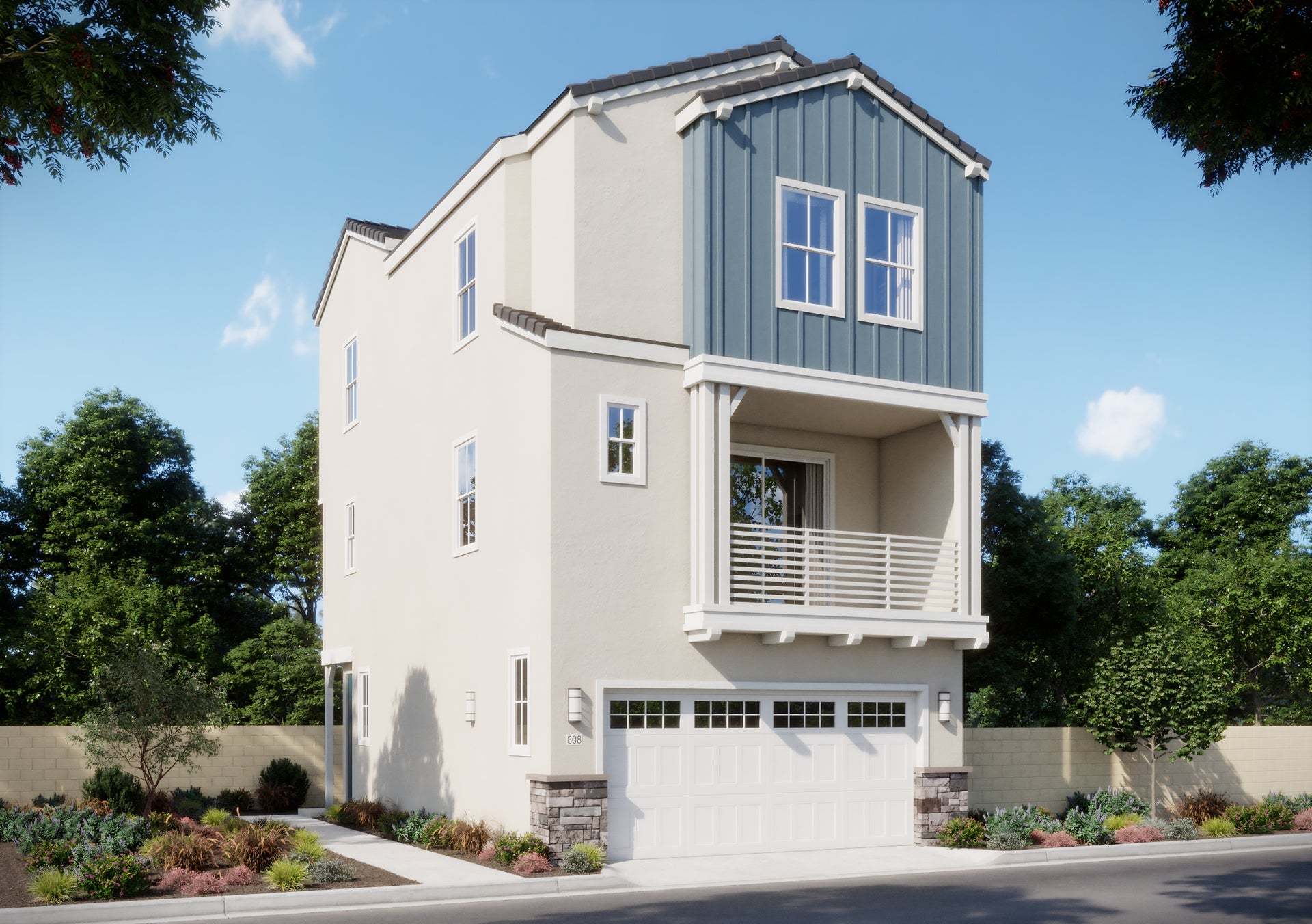 Bloom at Florita | Plan 3A | Farmhouse | Exterior Rendering