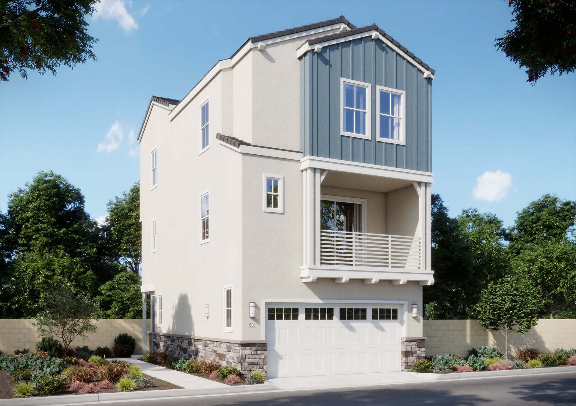 Bloom at Florita | Plan 3A | Farmhouse | Exterior Rendering
