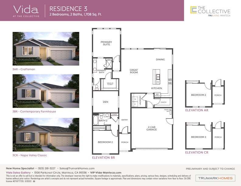 Vida at the Collective | Residence 3 Floor Plan