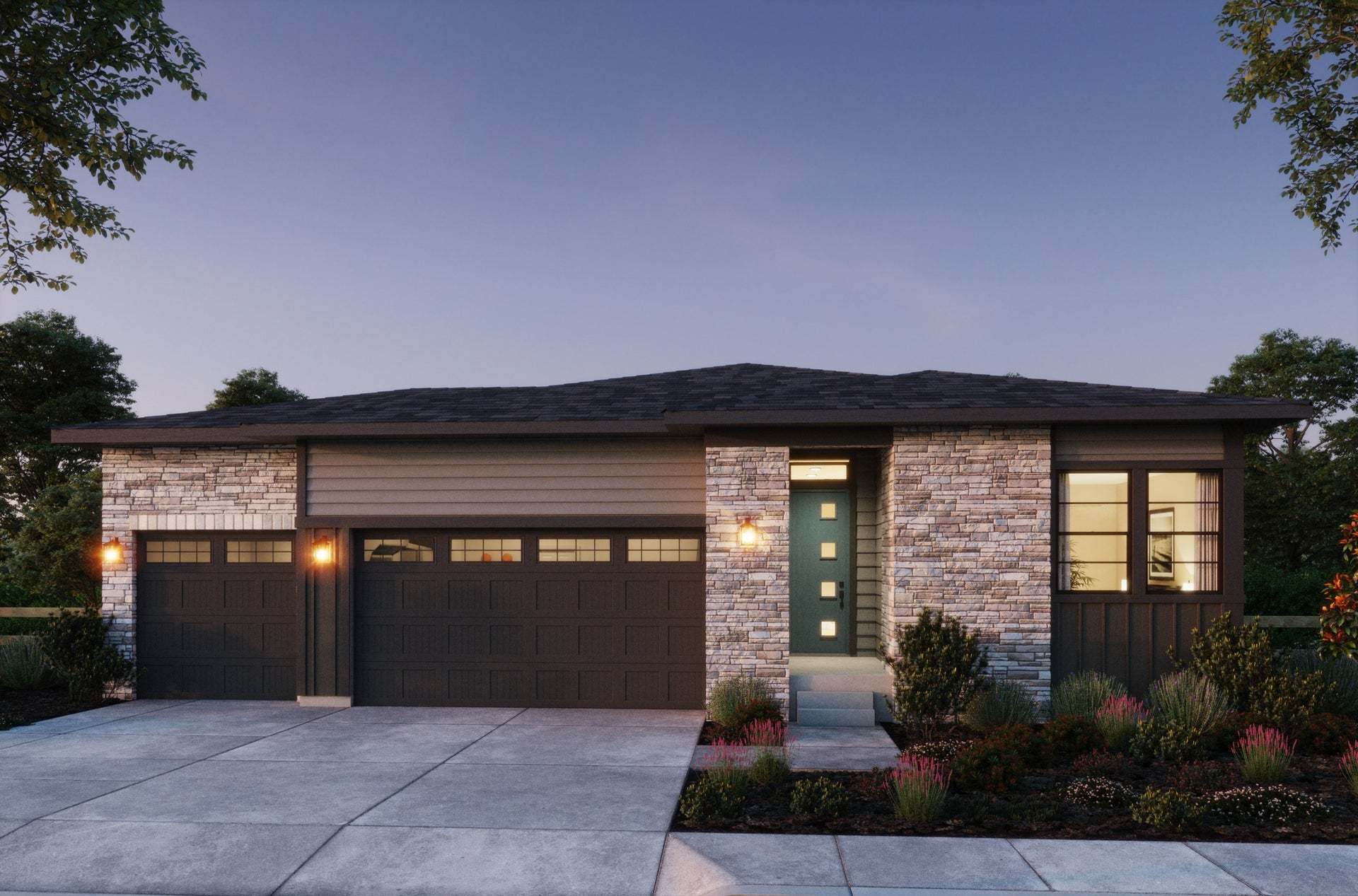 Kitchel Lake at Serratoga Falls by Trumark Homes | Plan 1B | Modern Prairie