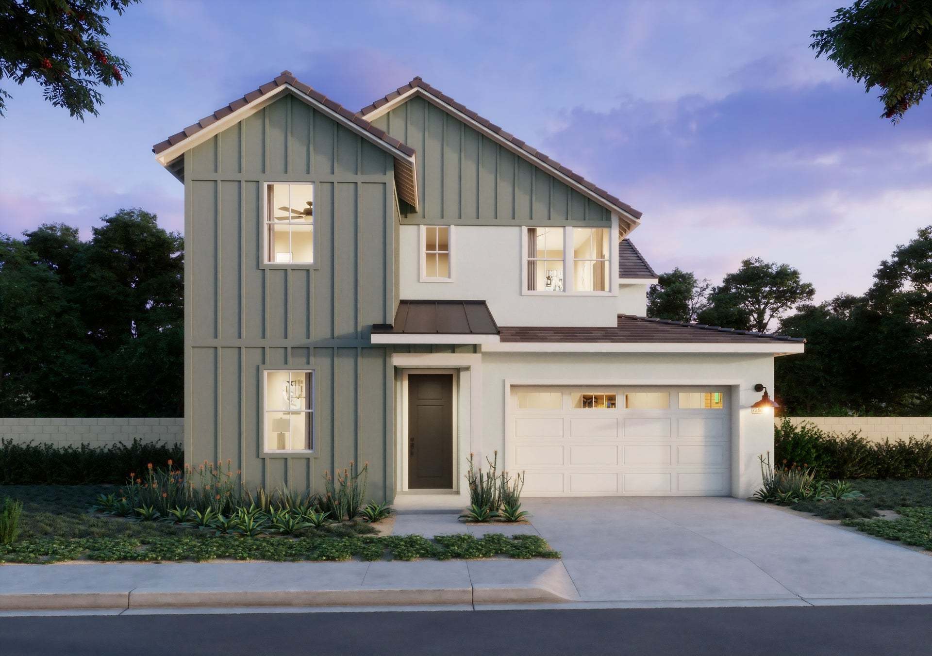 Lotus at Rienda | Model Renderings | Plan 3 Elevation C | Rancho Mission Viejo, CA