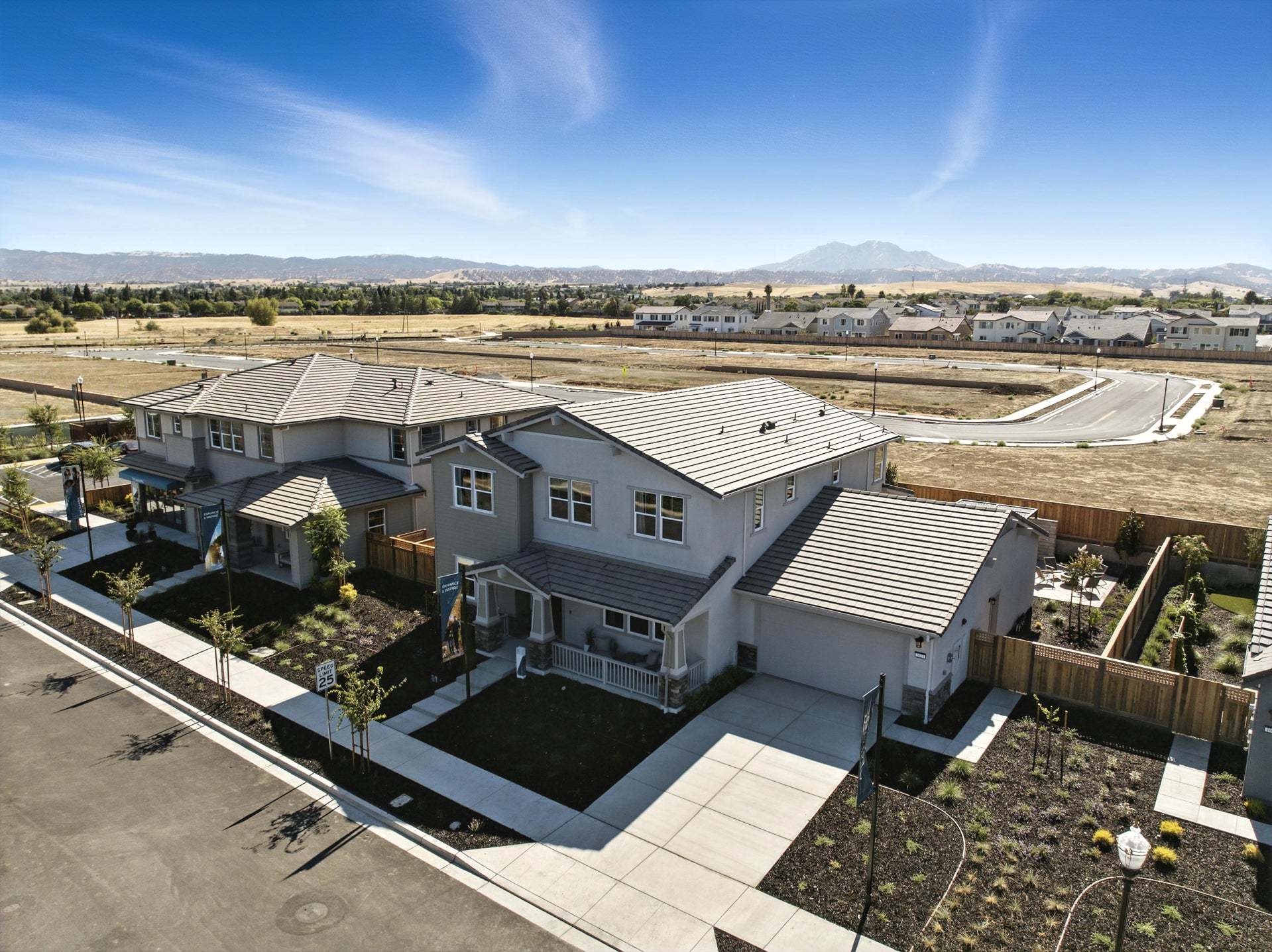 Apricot Estates by Trumark Homes in Brentwood, CA I Models I Drone Exterior