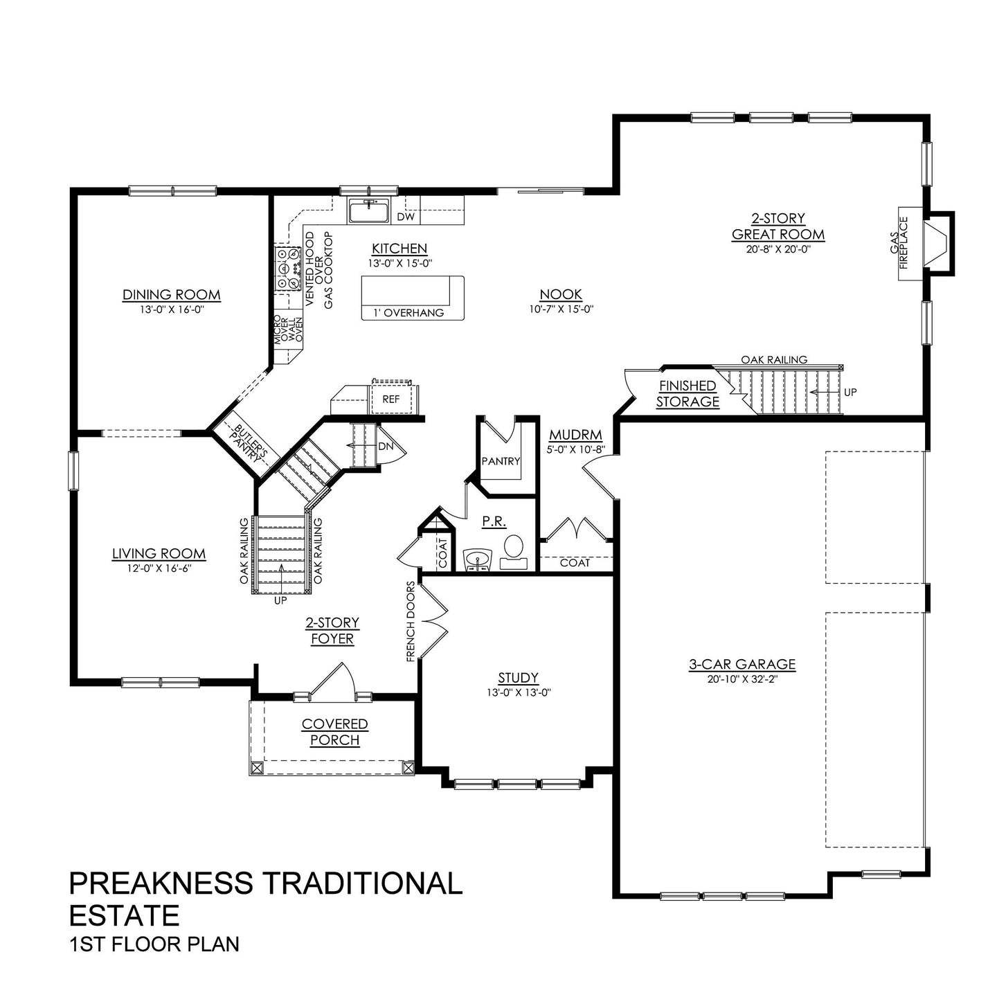 Preakness Traditional Estate Series- 1st Floor Plan