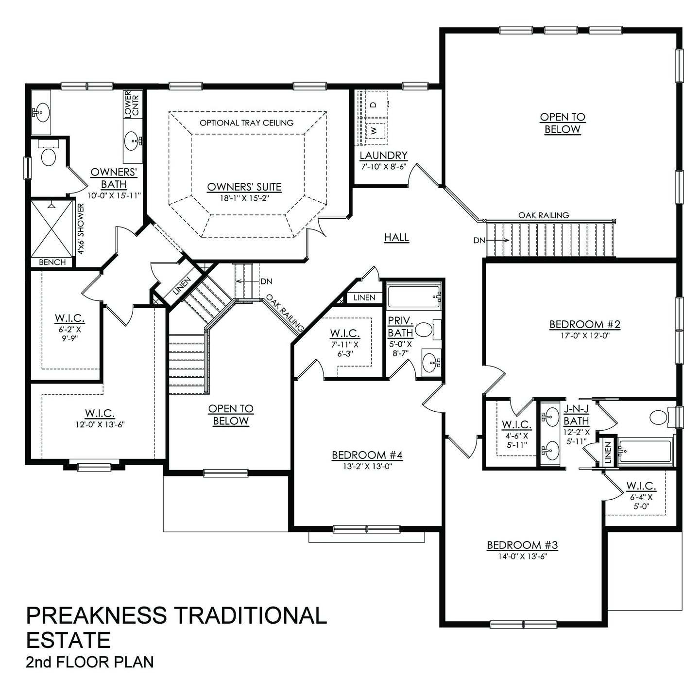Preakness Traditional Estate Series- Second Floor Plan