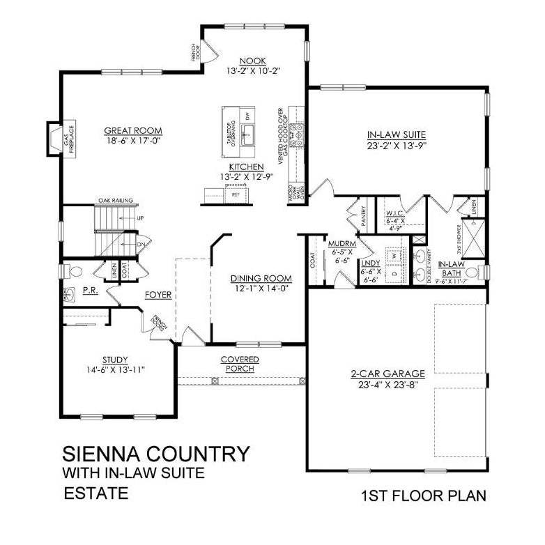 Sienna with In-Law Suite Estate Series - 1st Floor Plan