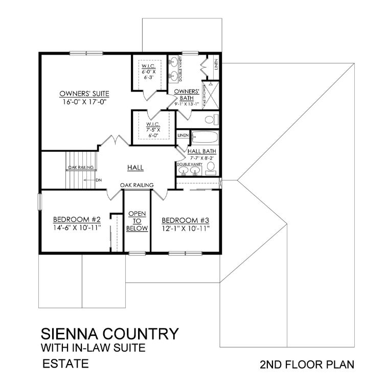 Sienna with In-Law Suite Estate Series - 2nd Floor Plan
